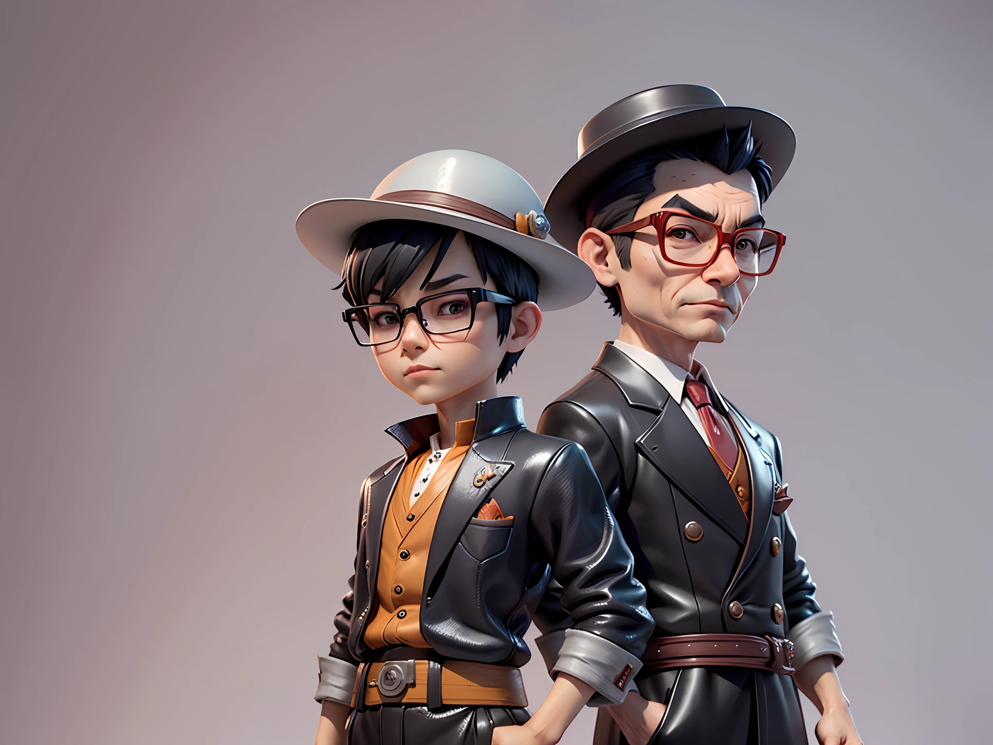 Young man with oriental face in leather hat, dragon, formal suit, short black hair, silver glasses, digital painting, 3D character design by Mark Clairedon and Pixar and Hayao Miyazaki and Akira Toriyama, the illustration is a high-definition illustration in 4K resolution with very detailed facial features and cartoon-style visuals.