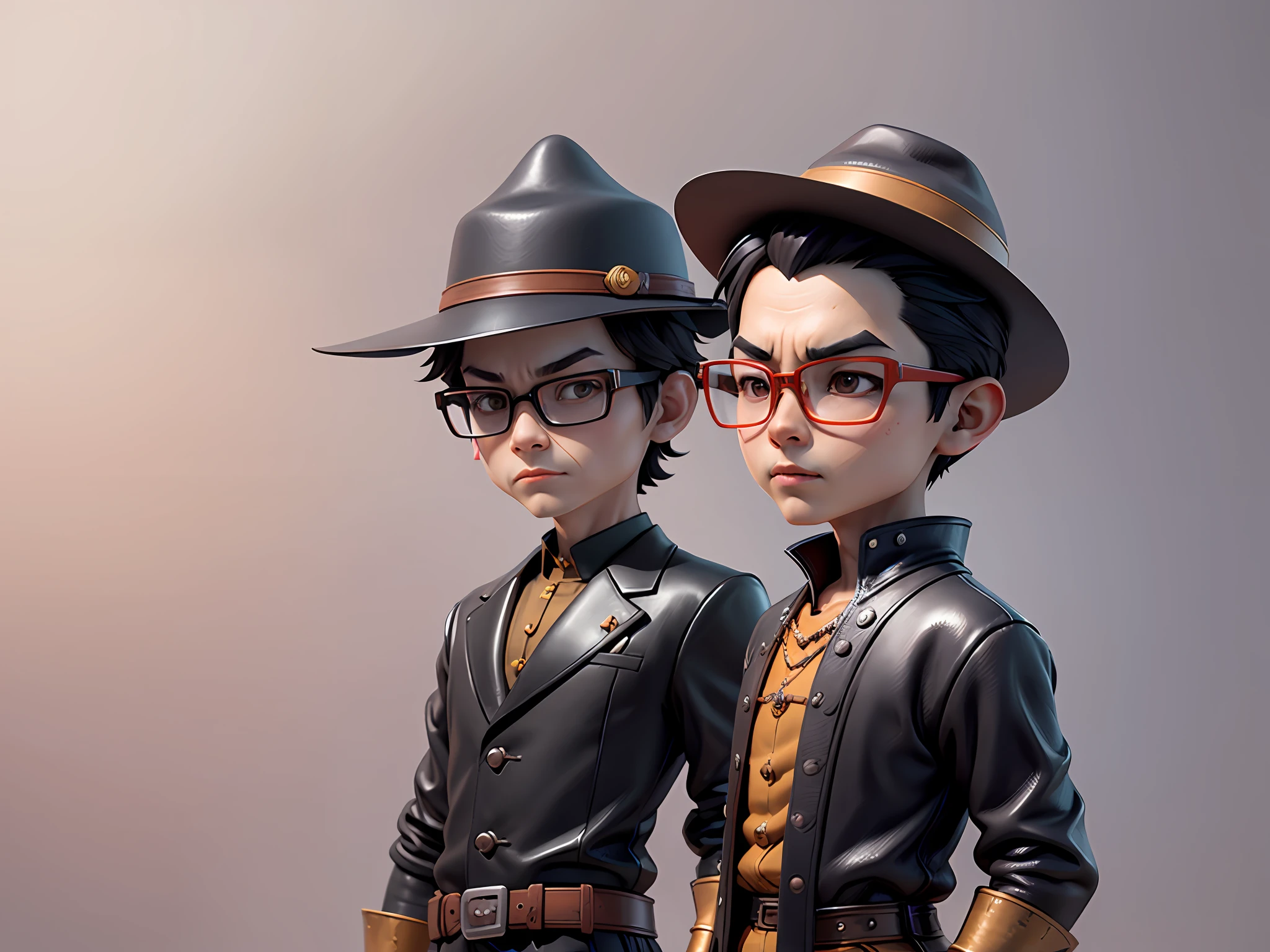 Young man with oriental face in leather hat, dragon, formal suit, short black hair, silver glasses, digital painting, 3D character design by Mark Clairedon and Pixar and Hayao Miyazaki and Akira Toriyama, the illustration is a high-definition illustration in 4K resolution with very detailed facial features and cartoon-style visuals.