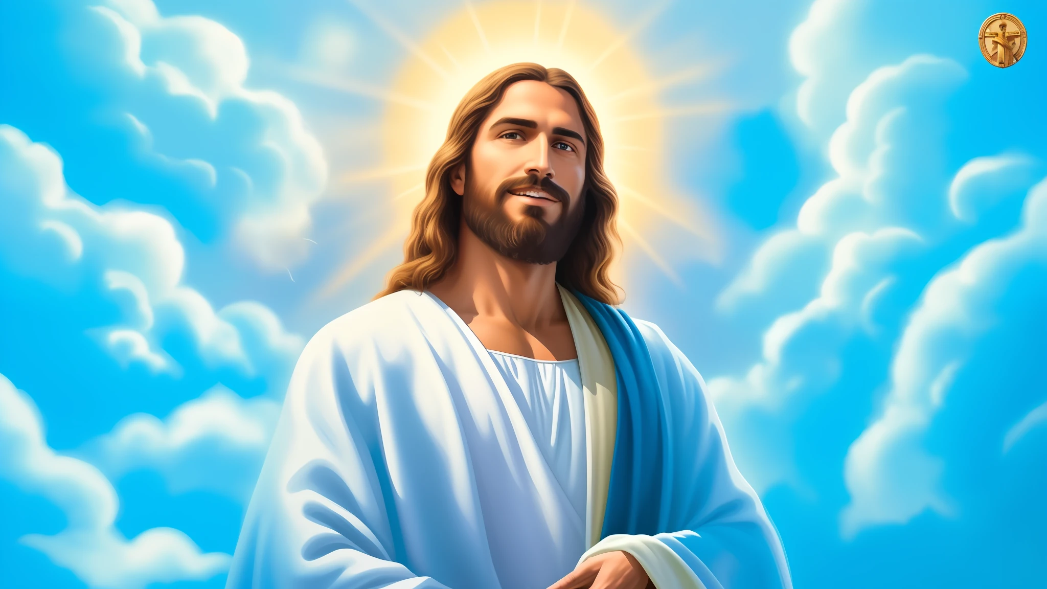 A painting of Jesus holding a cross in his hands, Jesus Cristo, Retrato de Jesus Cristo, Jesus, Jesus Face, Greg Olsen, Jovem Deus Todo-Poderoso, Retrato de um Deus celestial, jesus of nazareth, Smiling in the sky, vestido como Jesus Cristo, Deus olhando para o ceu, o Senhor e Salvador, Jesus gigachade, o rosto de Deus
