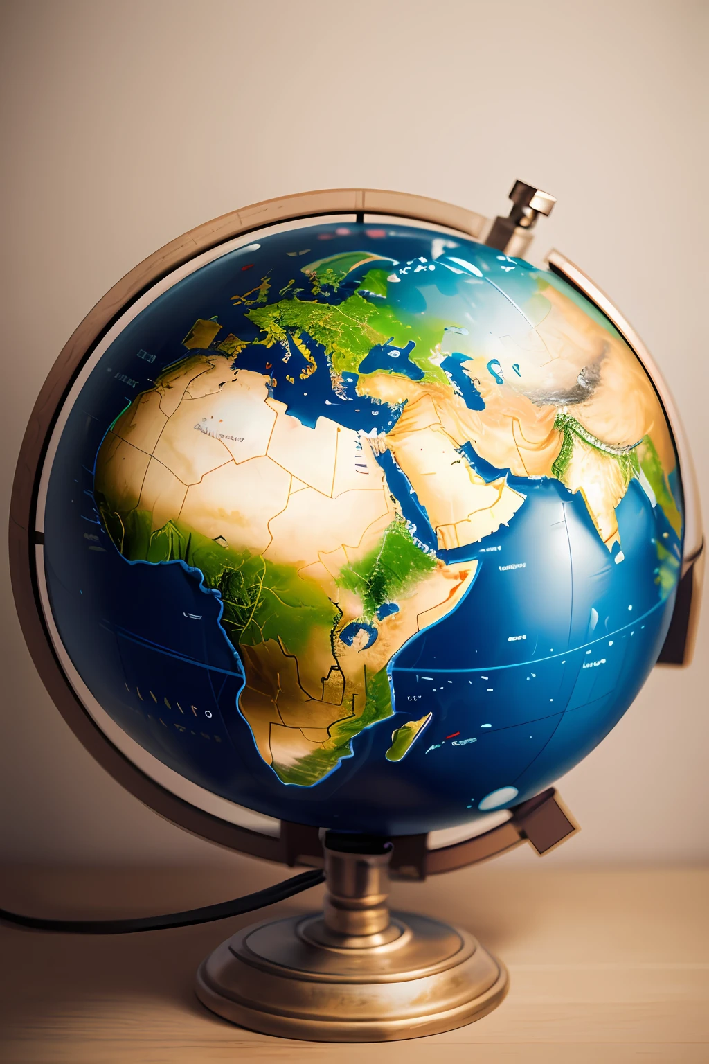 There is a blue globe with a map on it on a table, globo terrestre no topo, globo grande, Directed by: Jakob Gauermann, dentro de um globo, Directed by: Kurt Roesch, foto tirada, foto de retrato em close-up, Directed by: Matija Jama, several continents, um hiper realista, close up foto de retrato, Planeta Terra em primeiro plano, altamente renderizado, Foto altamente detalhada