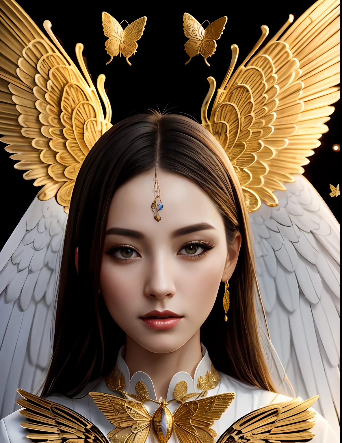 8k full body portrait of athletic [angel:eagle:woman: ,10,20], intricate, elegant, highly detailed, majestic, digital photography, art by artgerm and ruan jia and greg rutkowski surreal painting gold butterfly filigree, broken glass, (masterpiece, sidelighting, finely detailed beautiful eyes: 1.2), hdr, drkngelic style,