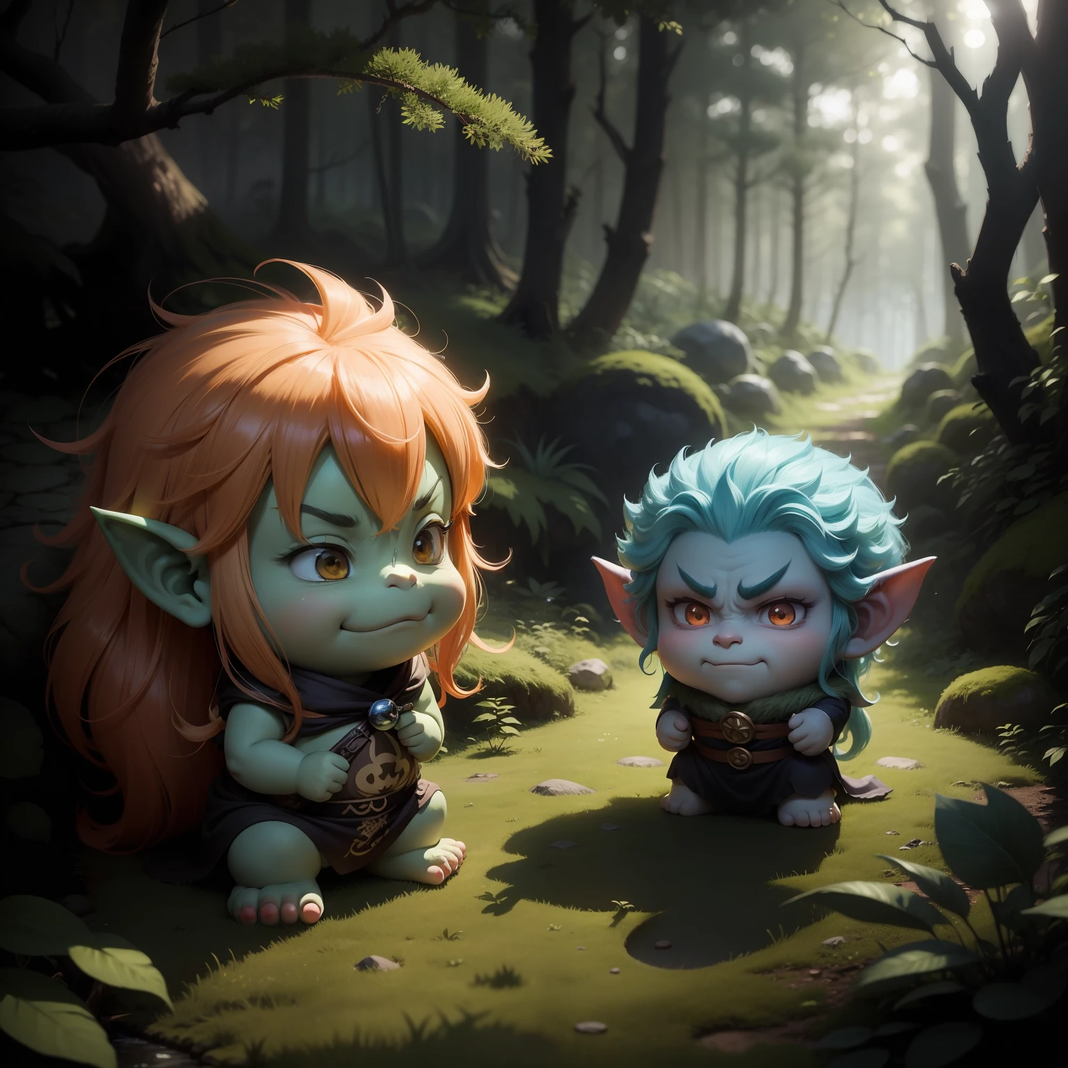 troll,Chibichara,Anime characters,In the dimly lit forest, Troll Design, A type of fairy in Norse lore.。「prankster」And「Annoying to do bad things」It has the meaning of。