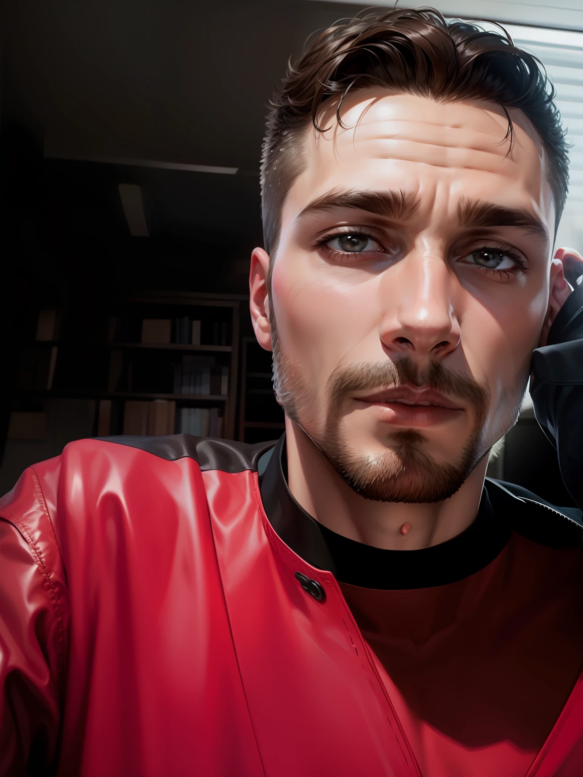 Realistic, handsome,man,model,lather jacket