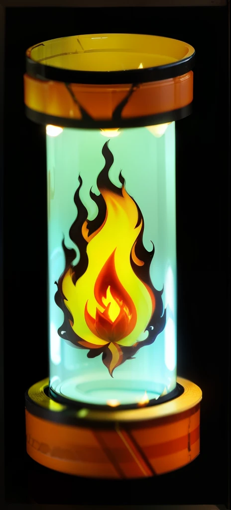o flame inside of glass tube