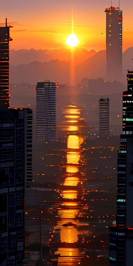 por do sol em estilo cyberpunk