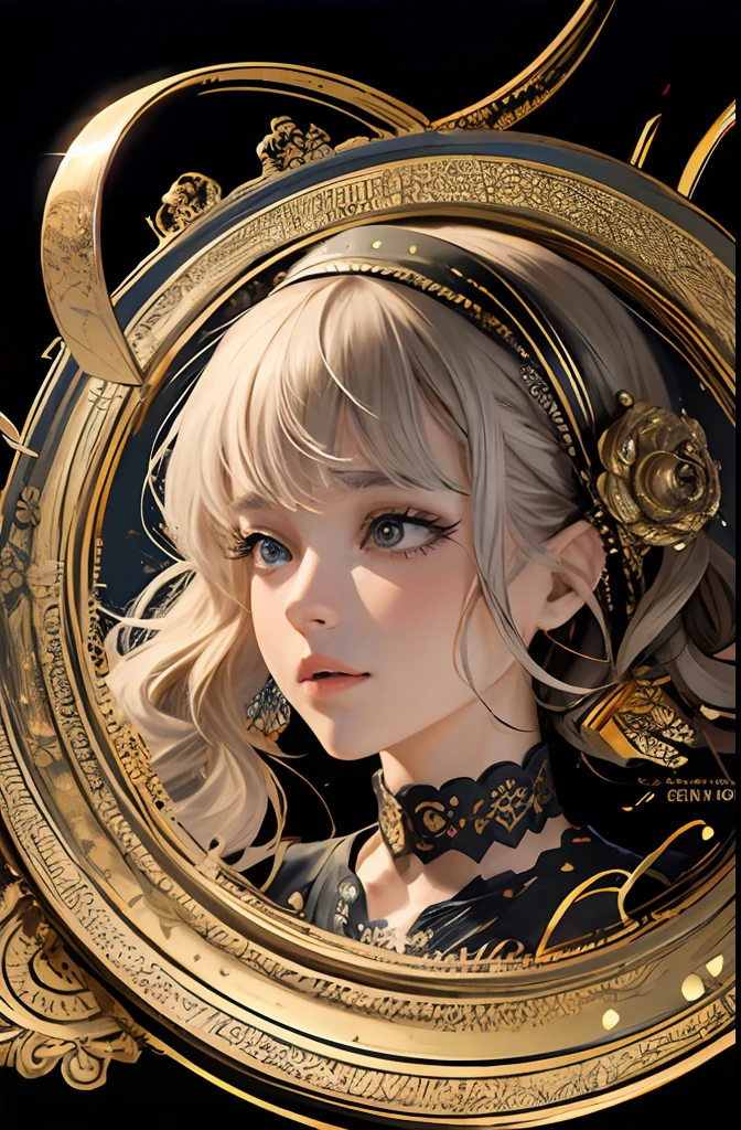 (masterpiece, top quality, best quality, official art, beautiful and aesthetic:1.2), (1girl), extreme detailed,colorful,highest detailed, official art, unity 8k wallpaper, ultra detailed, beautiful and aesthetic, beautiful, masterpiece, best quality, (zentangle, mandala, tangle, entangle) ,holy light,gold foil,gold leaf art,glitter drawing, PerfectNwsjMajic