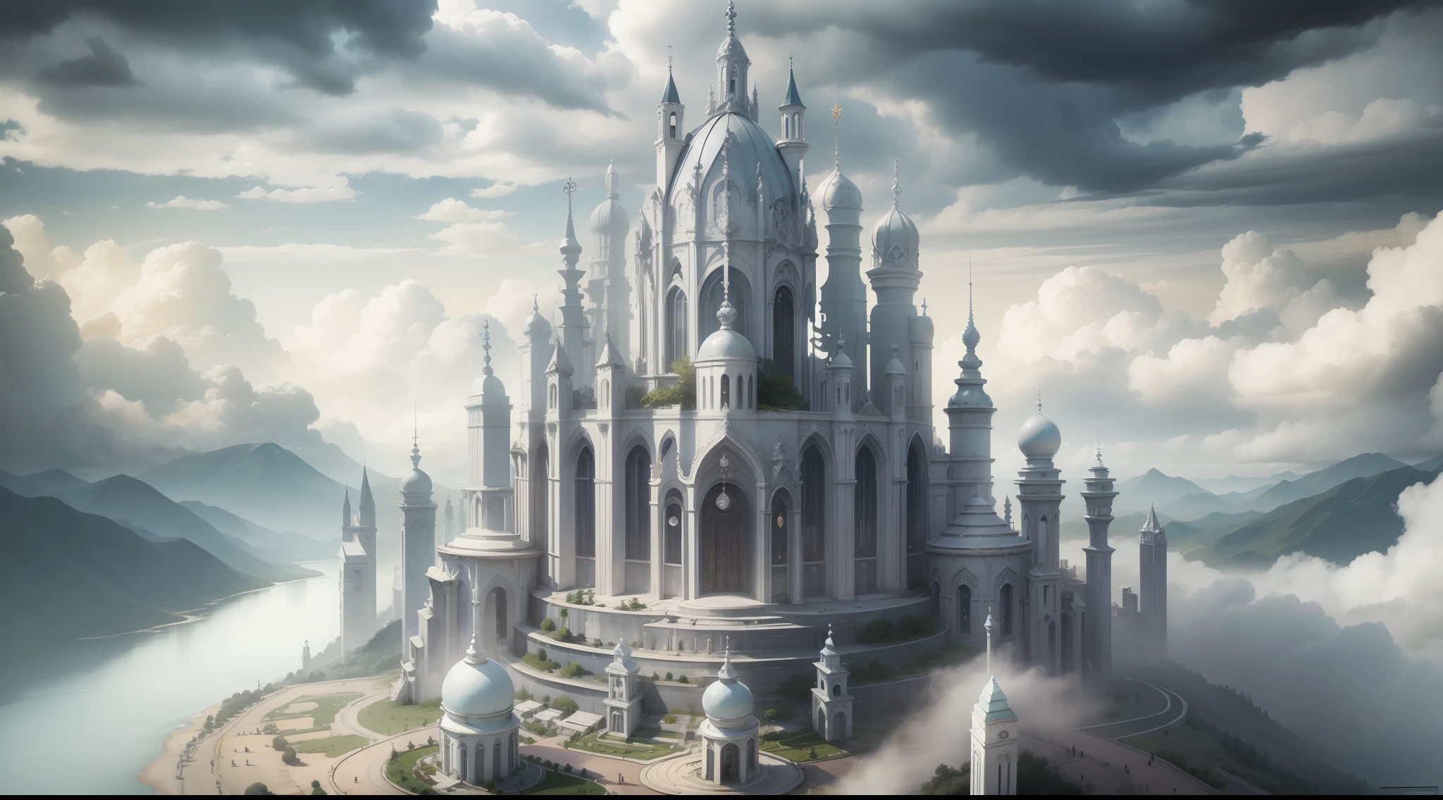 mundo espiritual, Silver City in Heavenly Paradise, nuvens, torre