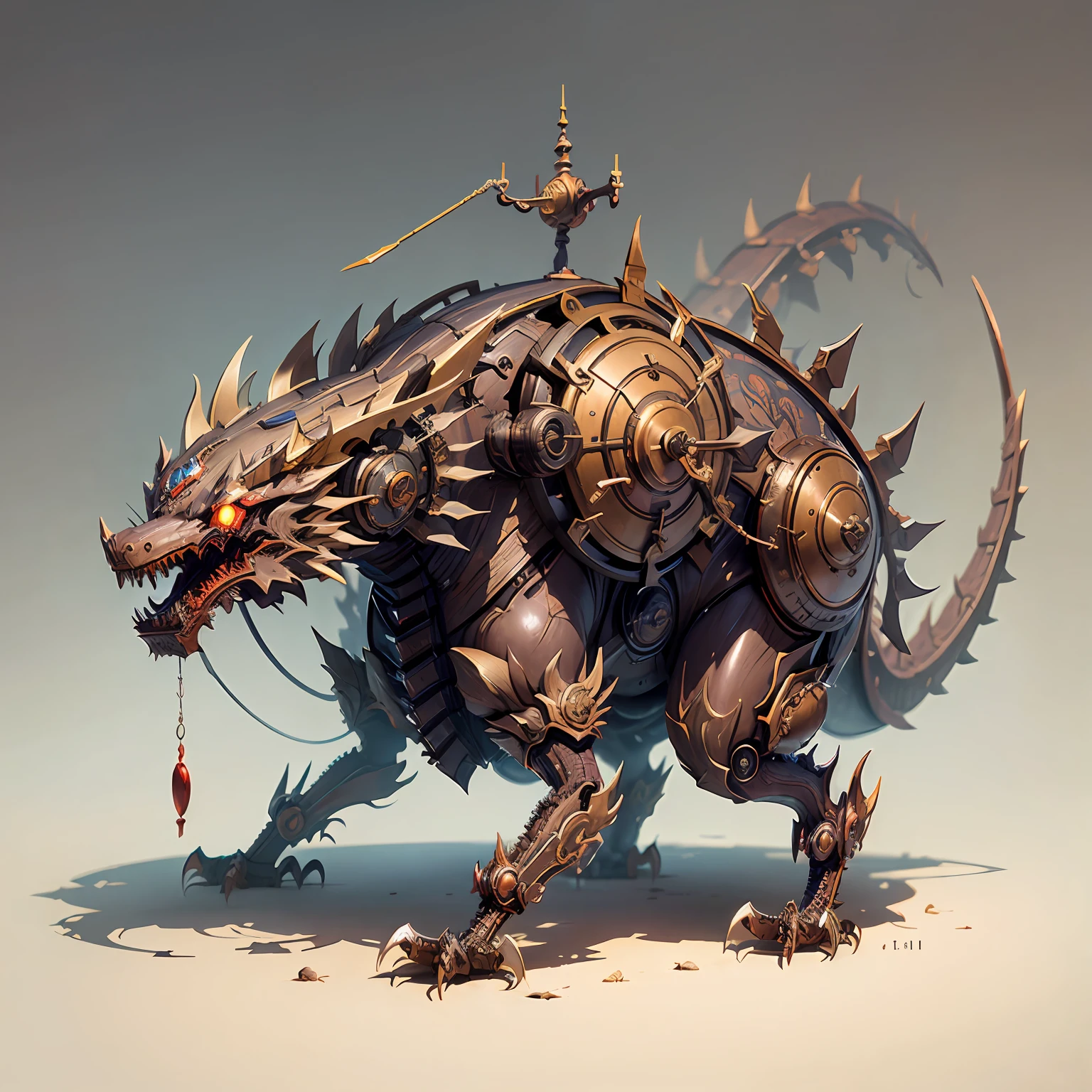 Concept art clockwork Chinese dragon terror machine