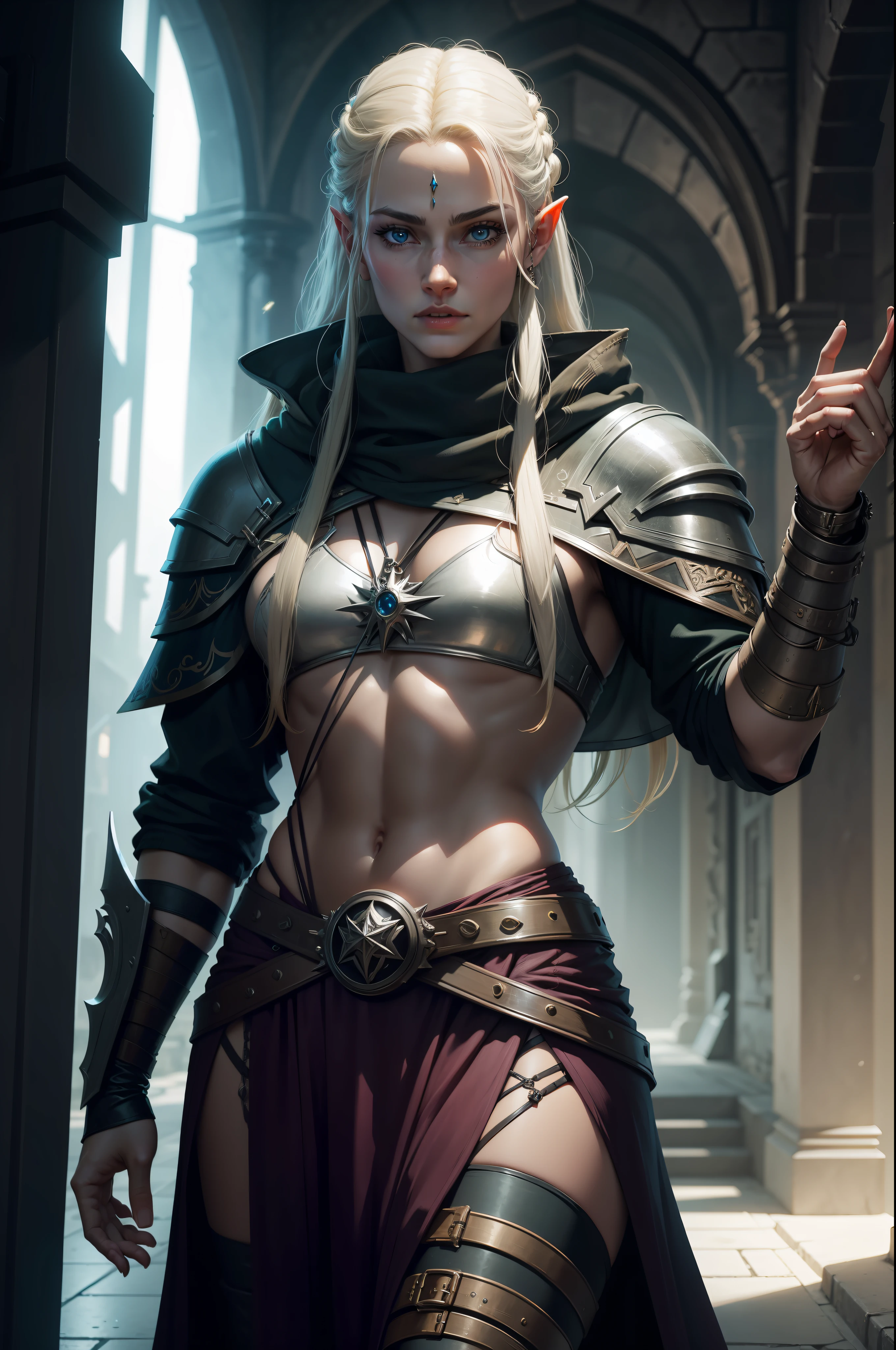 Sra. Galadrel The Lord of the Rings represented by a cyberpunk vision