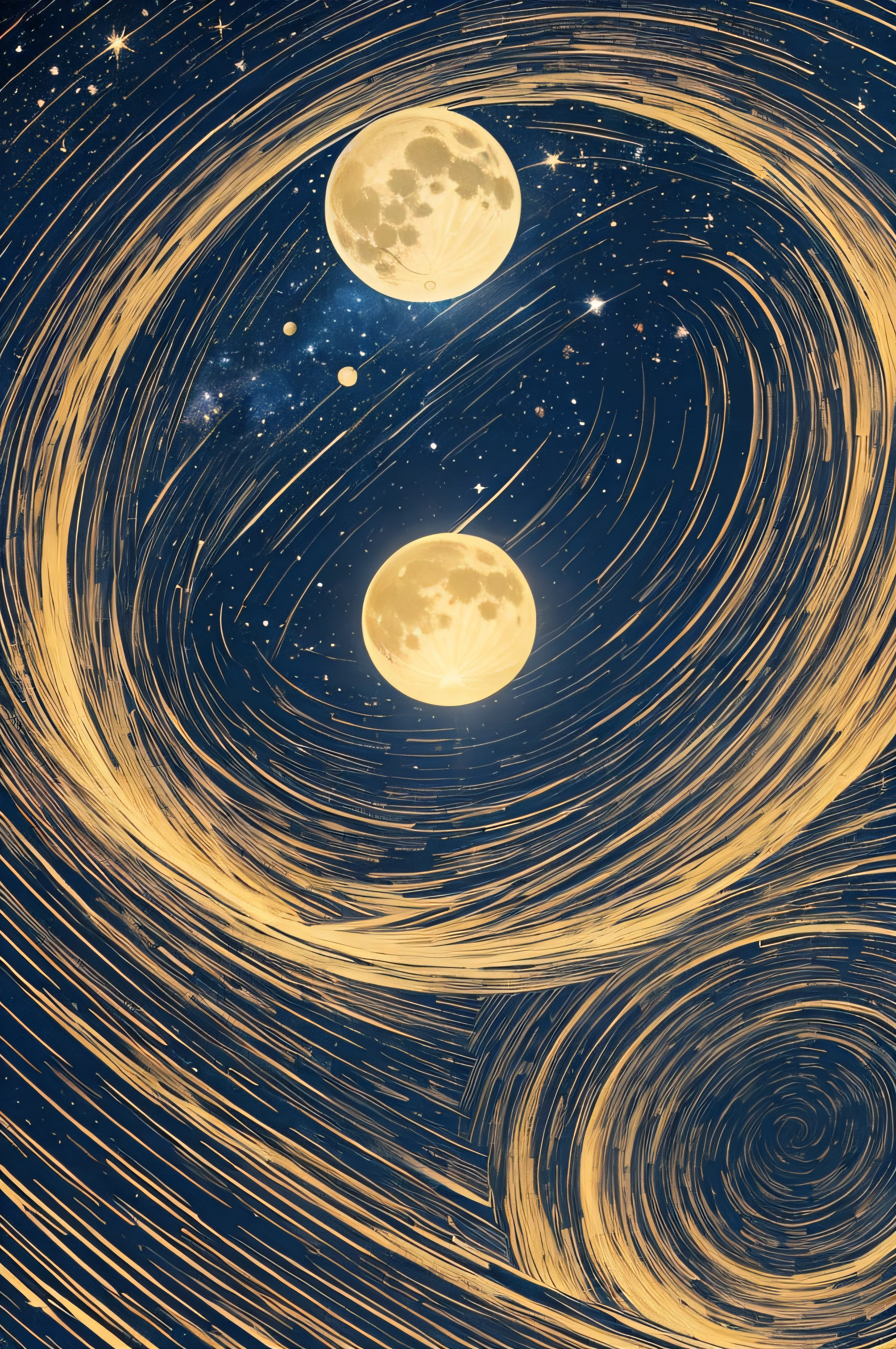 (master part, melhor qualidade, ultra-detalhado CG unidade 8k papel de parede):0.8, Seamless patterns, Sun and Moon in the sky, Starry night sky