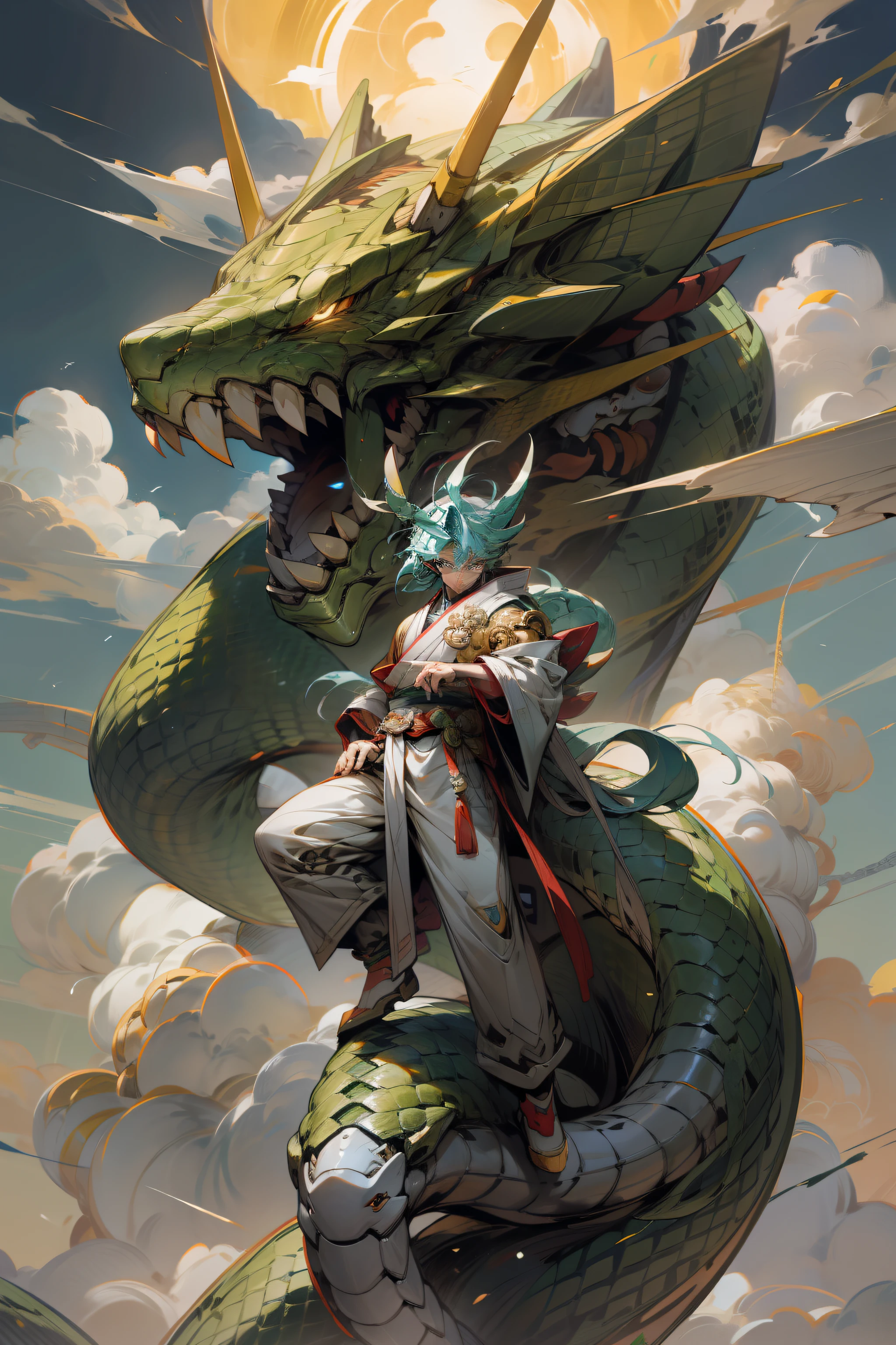 Mecha Shenlong，Like a snake，Eastern mythology hovers in the clouds，There are scales，high qulity