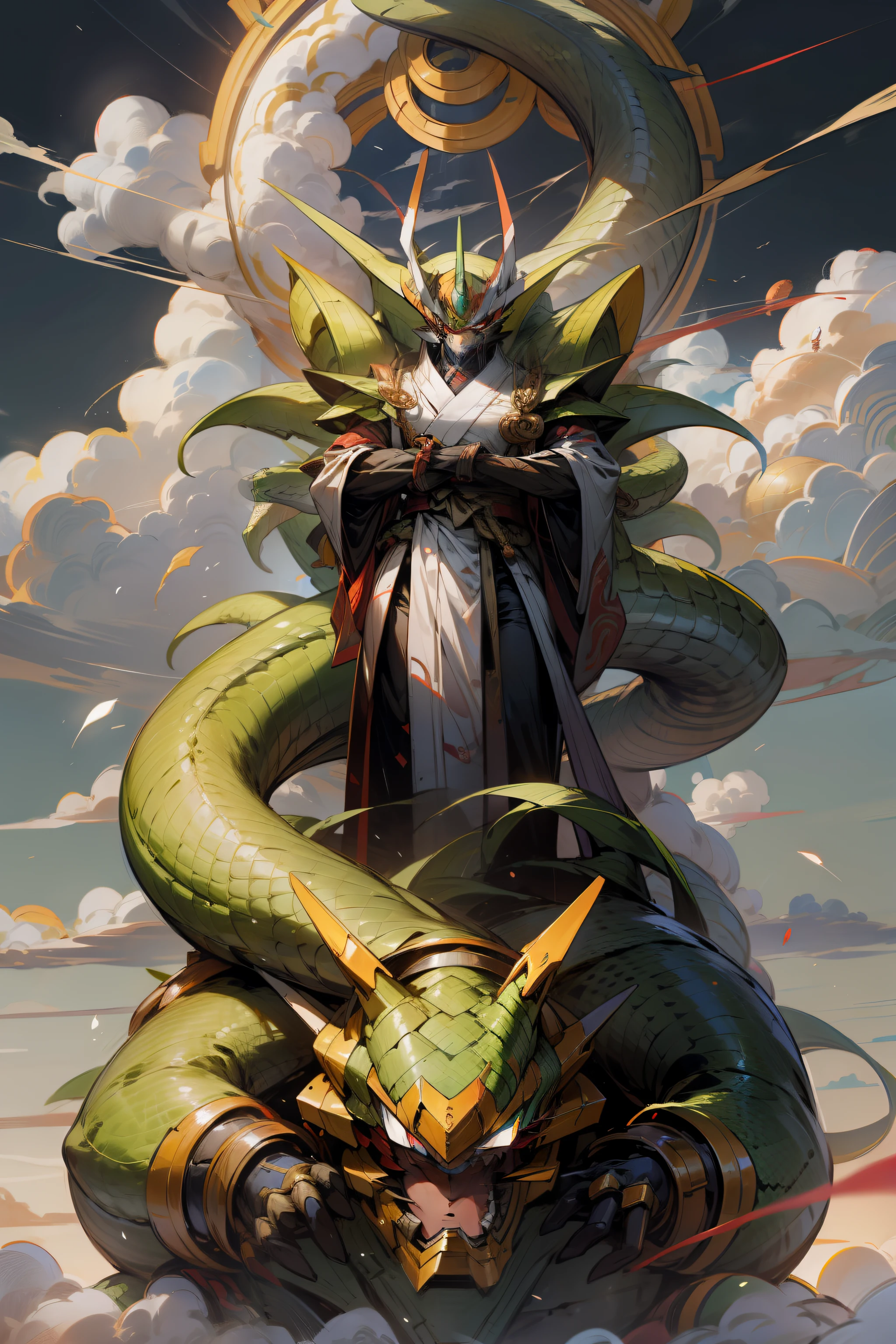Mecha Shenlong，Like a snake，Eastern mythology hovers in the clouds，There are scales，high qulity