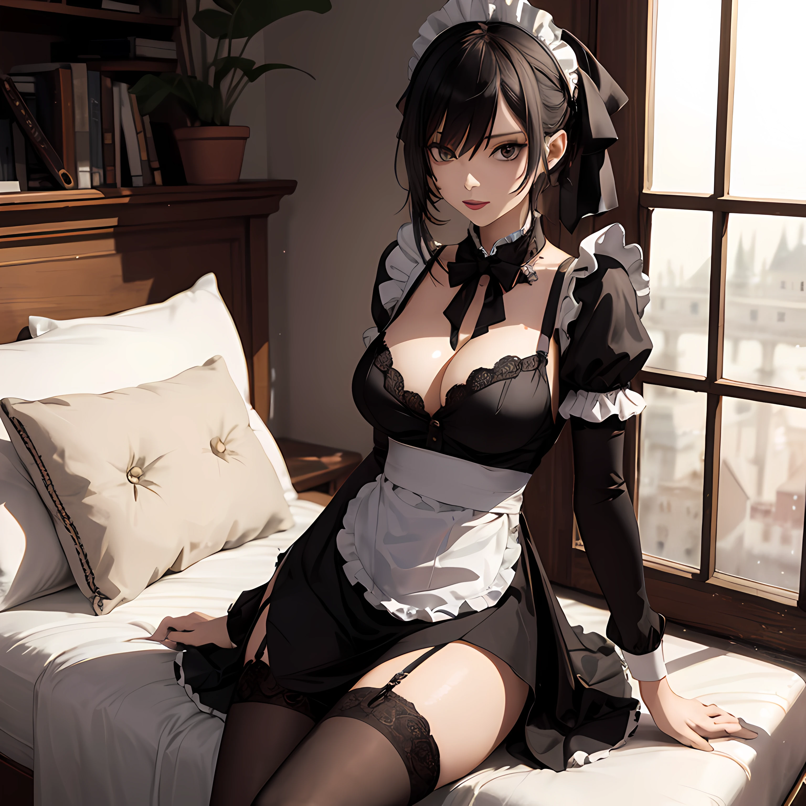 sexy, gothic, maid, 1girl