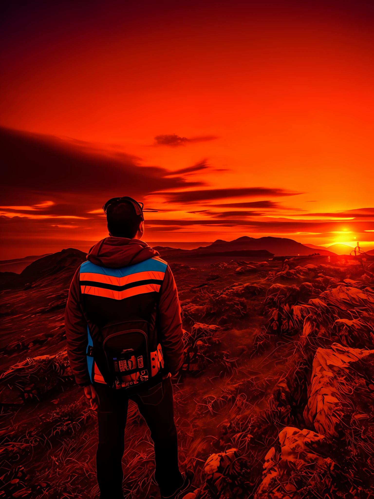 Sunset, evening glow, distant view, realistic, rich colors, gorgeous and colorful, wide-angle lens, shooting in the evening, positive film, naturalistic style, high-definition filming.