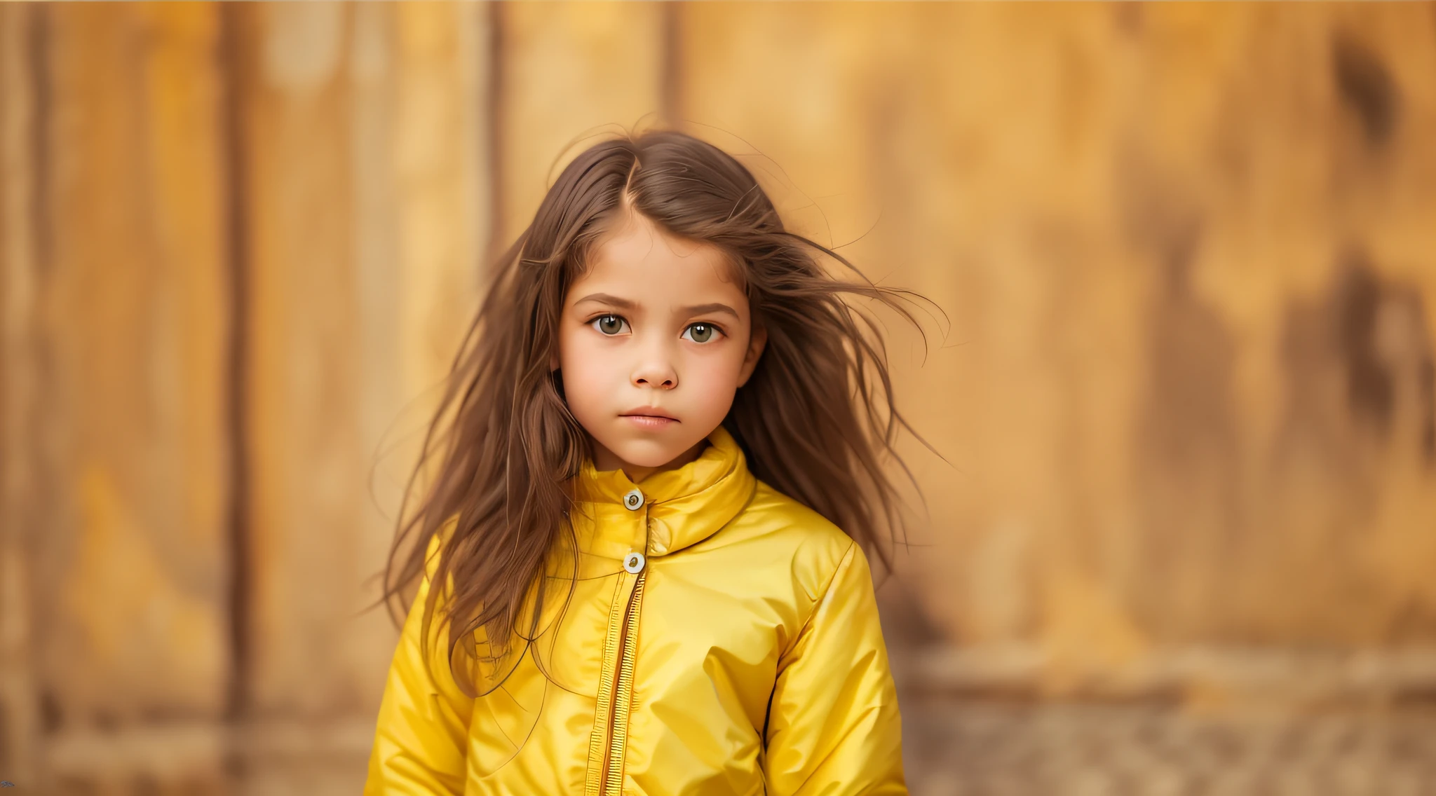 GIRLS Russian , loiro cabelos compridos, retrato, JAQUETA PRETA E ROUPA PRETA, fundo amarelo.