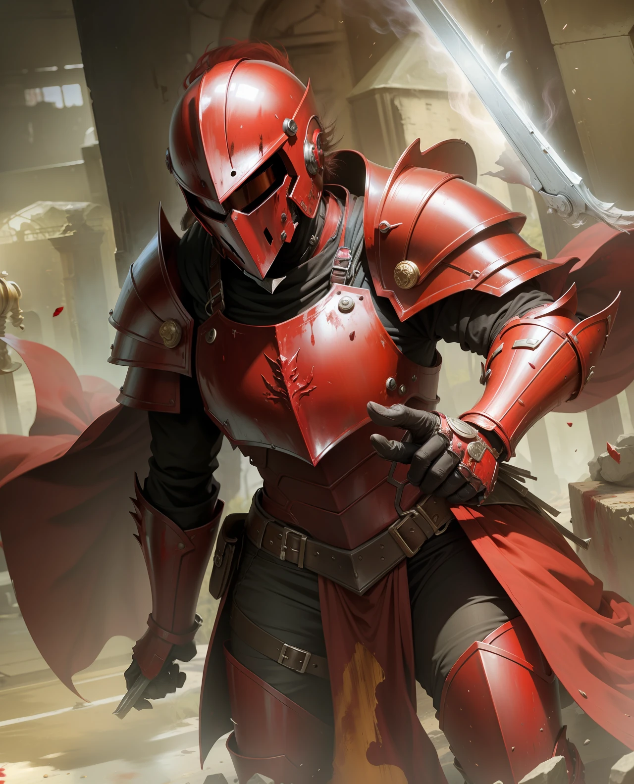 blood red helmet, blood armor, red hellmet