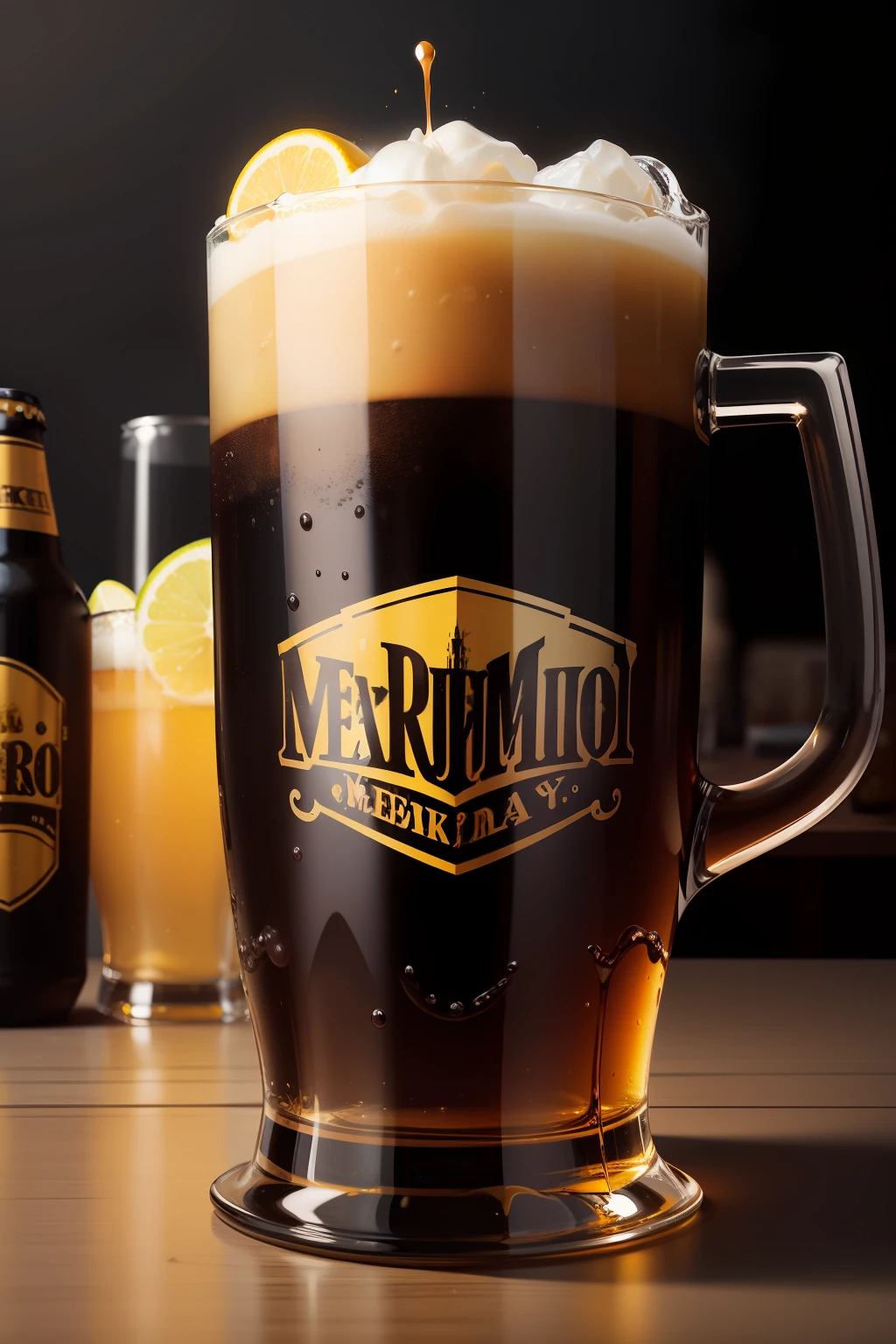 8k, melhor qualidade, logo tipo, cerveja, deposito de bebidas, nome no logo, emporio das bebidas, preto com detalhes em amarelo