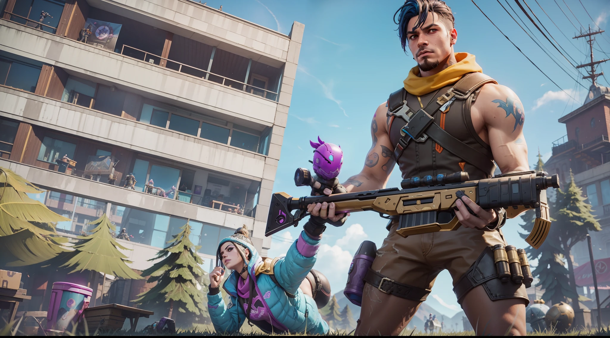 There are two people who are posing for a photo in front of a building, Jerma985 en Fortnite, En la piel de Fortnite, En Fortnite, Realismo en el estilo del juego Fornite, Fortnite realista, en el juego, Estilo Fortnite, Con tal que, Neymar en Fortnite, en estilo de juego 8K, En el juego, en - juego, como personaje de FortniteDos personas con armadura de cuerpo entero sosteniendo armas contra un fondo naranja, Piel de obsidiana, En la piel de Fortnite, Aspecto de Fortnite, Estilo Fortnite, Estilo de arte de Fortnite, Personaje de Fortnite, Fortninte, Epic Games, Captura de pantalla de Fortnite, Fortnite, piel escamosa, Con tal que, Skin en el PC para juegos, piel de platino, Epic portrait of the game, Juego proporcionado. Renderizado de octanaje