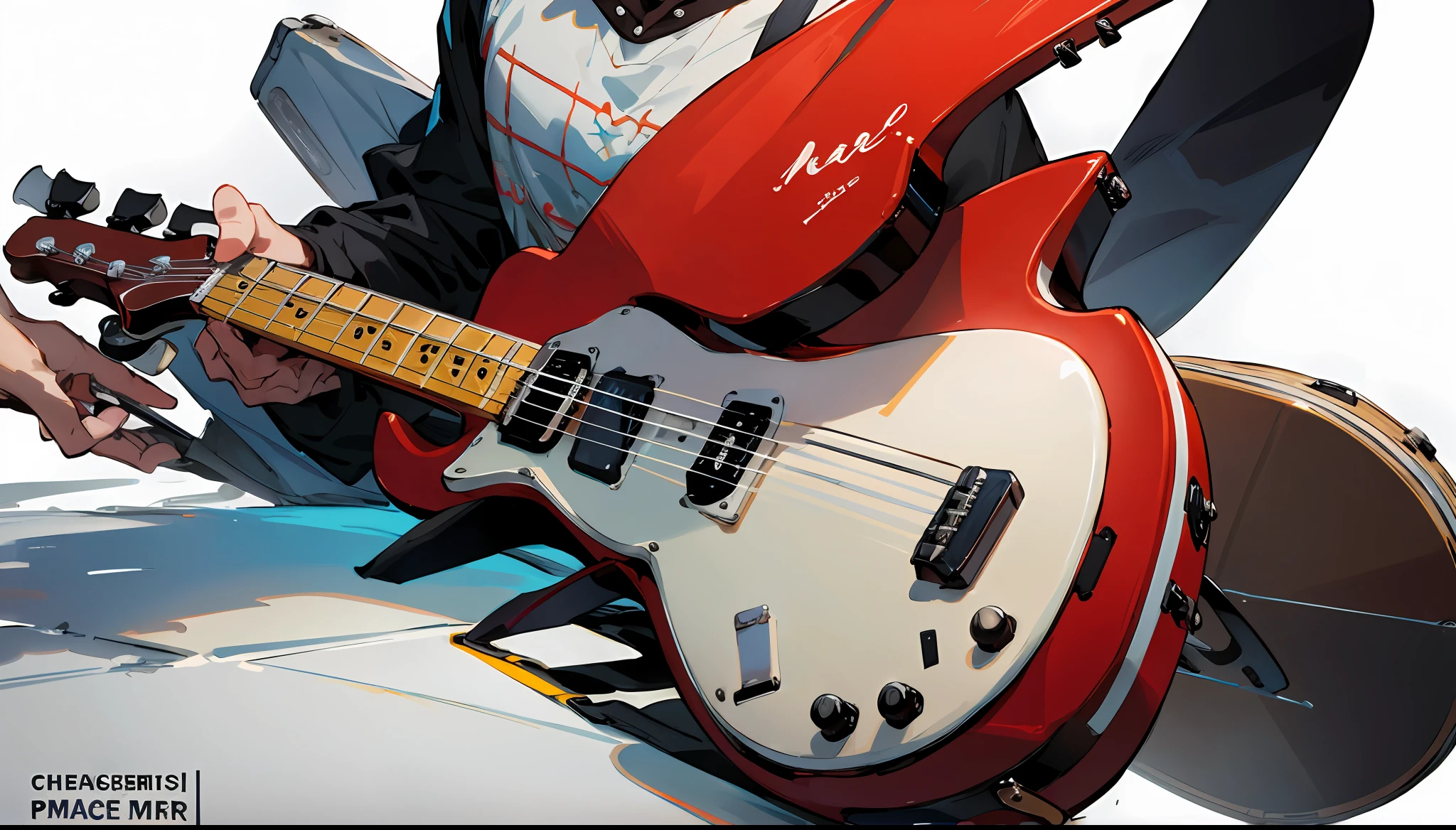 Guitarra estilo desenho colorida para marcas de instrumentos