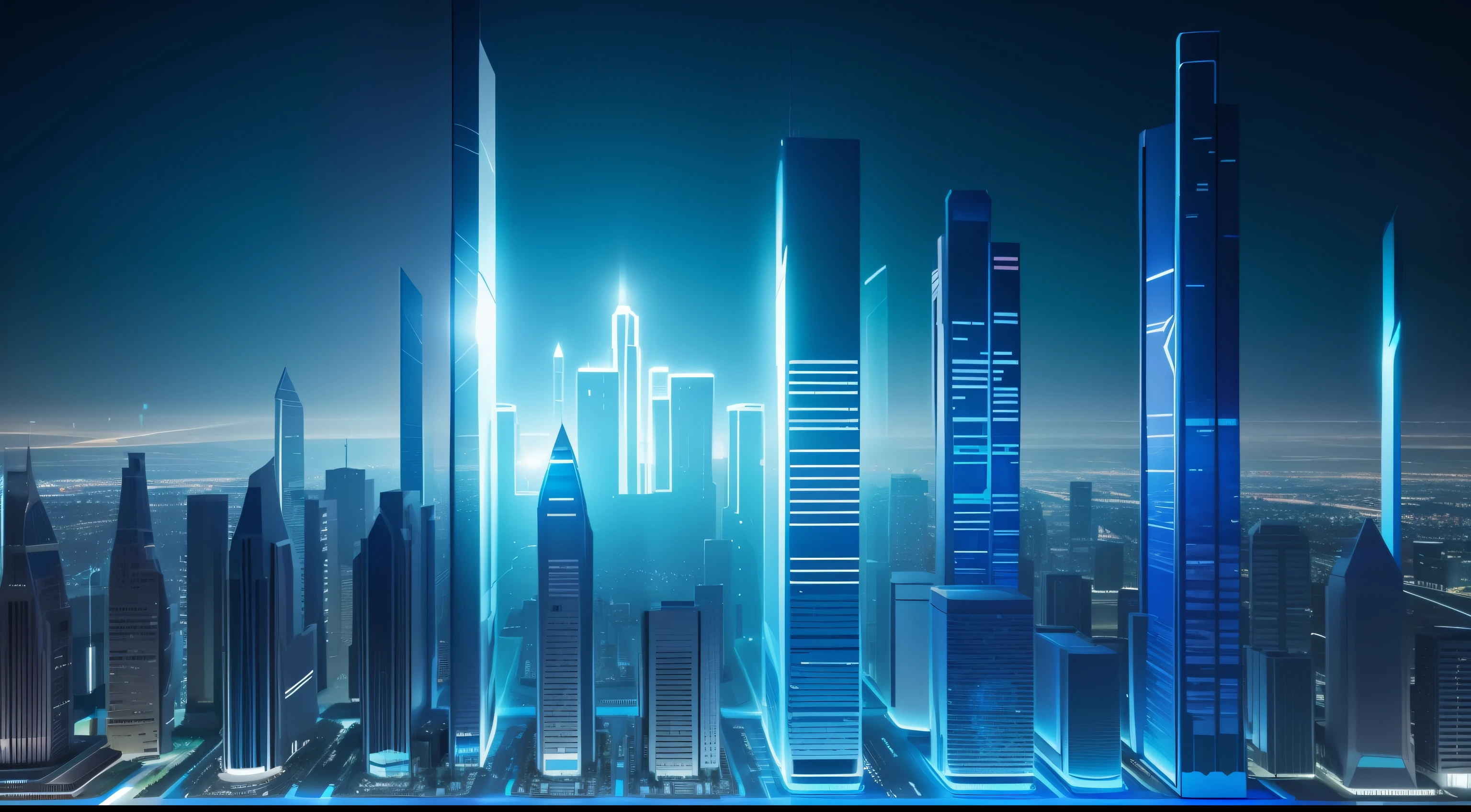 blue colors,Rich and intricate details,Future curve abstract style,Technology elements,AI-generated images of technology present visually appealing futuristic scenarios。In the foreground,The urban complex of the future transparent material is located on smooth transparent panels,Exudes a soft and ethereal glow。Holograms show complex patterns、Visualize data and vibrant colors,It represents the fusion of information and innovation。A high resolution