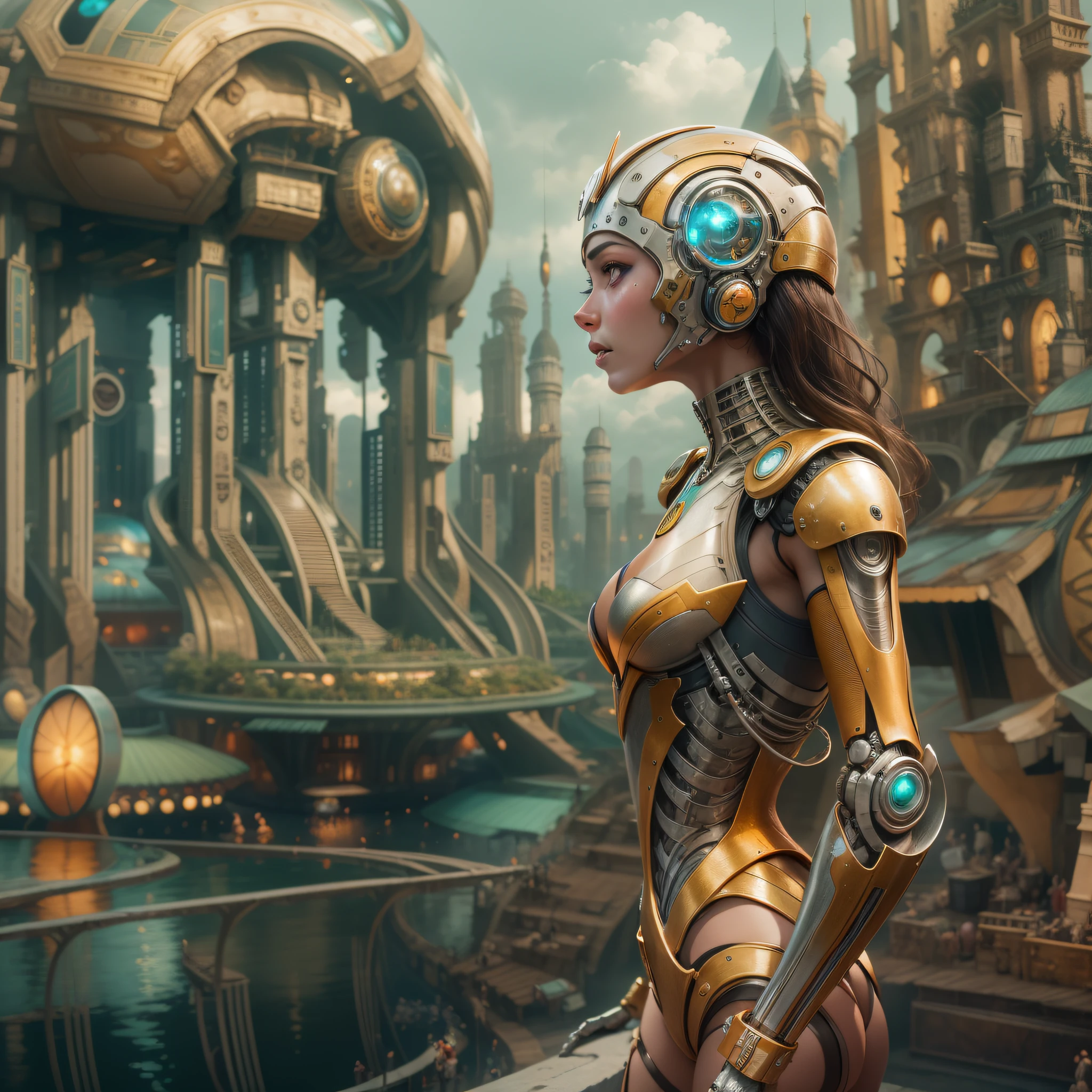 basado_en_la_pelicula_tomorrowland__mujer_cyborg__mitad_robot_en_tomorrowlan_observando_los_inmensos_edificios_de_fantasia_color_plata__oro.