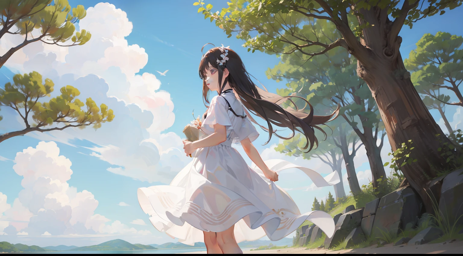 夏天, Cut s, White dress, Into the cloud, The tree,