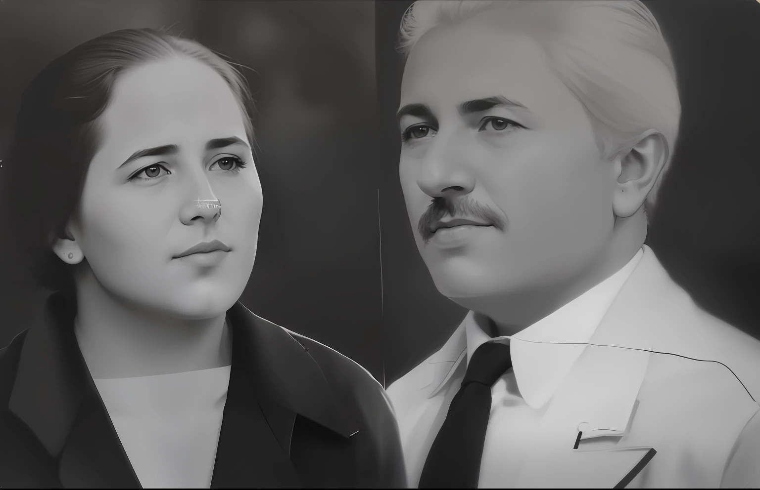 There are two people who are posing for a photo together, Retrato de duas pessoas, inspired by Agustín Fernández, Ayanamikodon e Irakli Nadar, inspired by Oton Iveković, inspired by Enrique Tábara, colorido, Directed by: Jesus Mari Lazkano, inspired by Ivan Meštrović