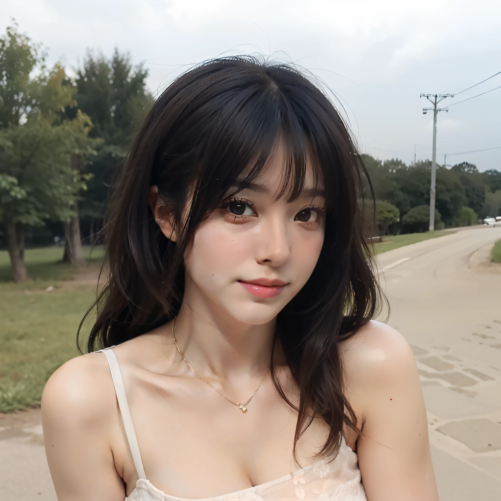 ((Masterpiece,Best quality)),1girll, Solo, Animal ears, Rabbit, Barefoot, Knees up, dress, Sitting, Rabbit ears, Short sleeves, view the viewer, Grass, Short hair, Smile, White hair, Puffy sleeves, Outdoors, puffy short sleeves, bangs, on ground, full bodyesbian, Animal, White dress, Sunlight, Brown eyes, Dappled sunlight, day, Depth of field