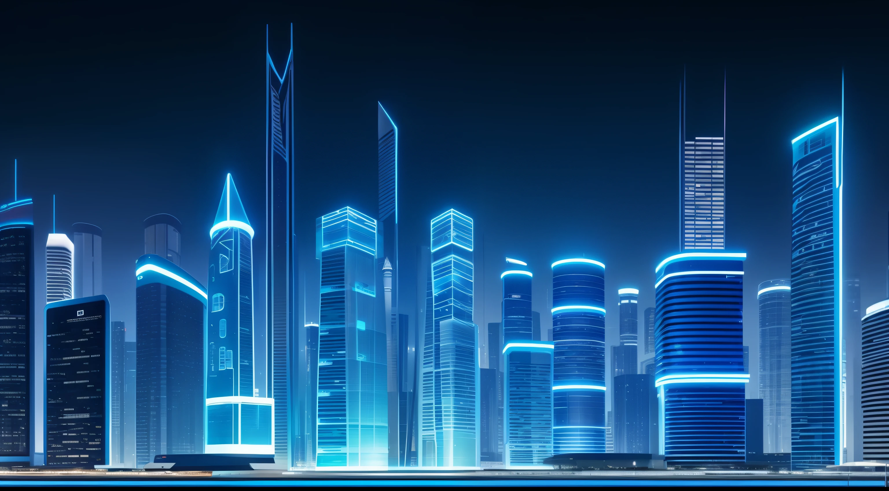 blue colors，Rich and intricate details，Future curve abstract style，Technology elements，AI-generated images of technology present visually appealing futuristic scenarios。In the foreground，The urban complex of the future transparent material is located on smooth transparent panels，Exudes a soft and ethereal glow。Holograms show complex patterns、Visualize data and vibrant colors，It represents the fusion of information and innovation。A high resolution