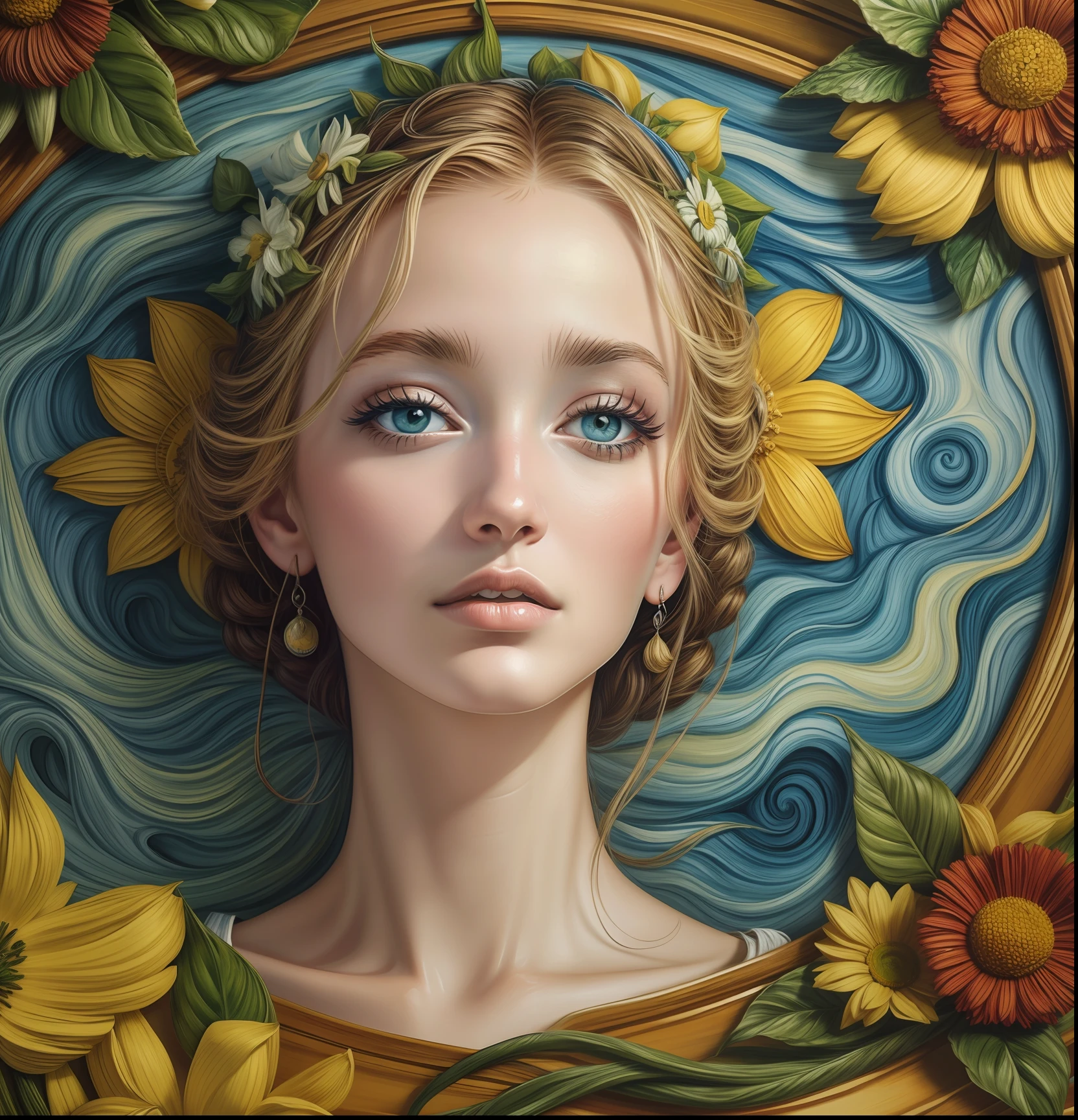 "uma pintura de uma flor no estilo vibrante e expressivo de Van Gogh"