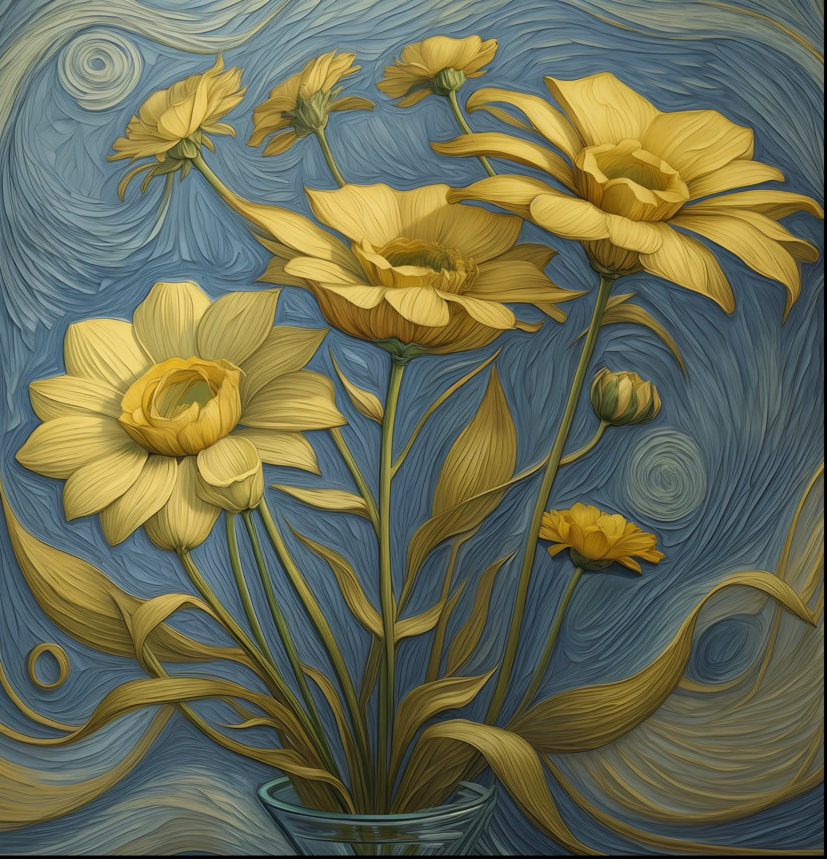 a beautiful flower in van gogh style