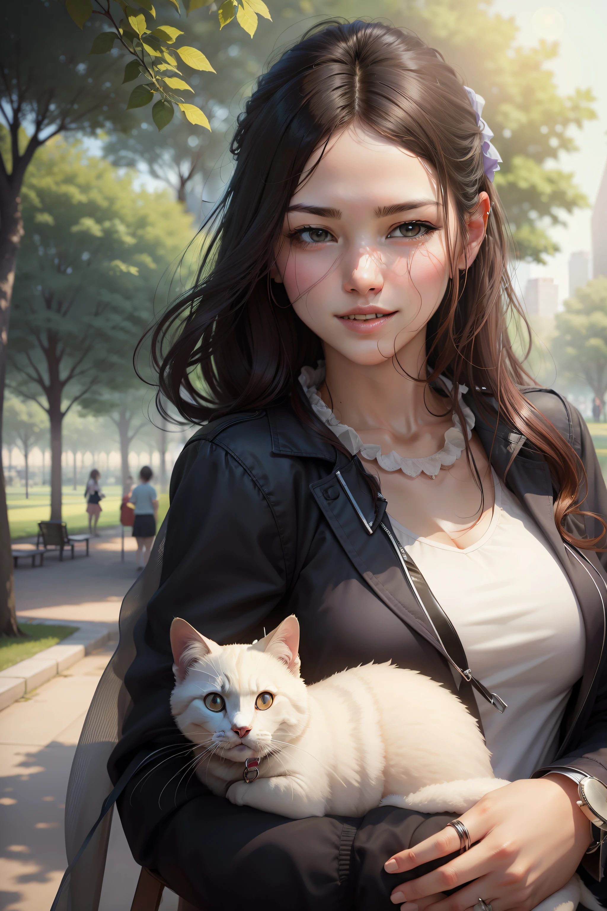 Change this photo background to a beautiful summer park