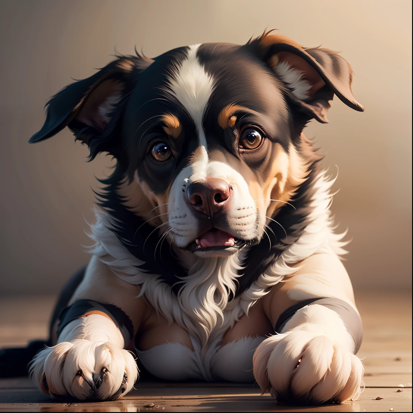 Uma garotinha fofa estava especialmente feliz brincando com o cachorro, detalhes intrincados, hyper realista