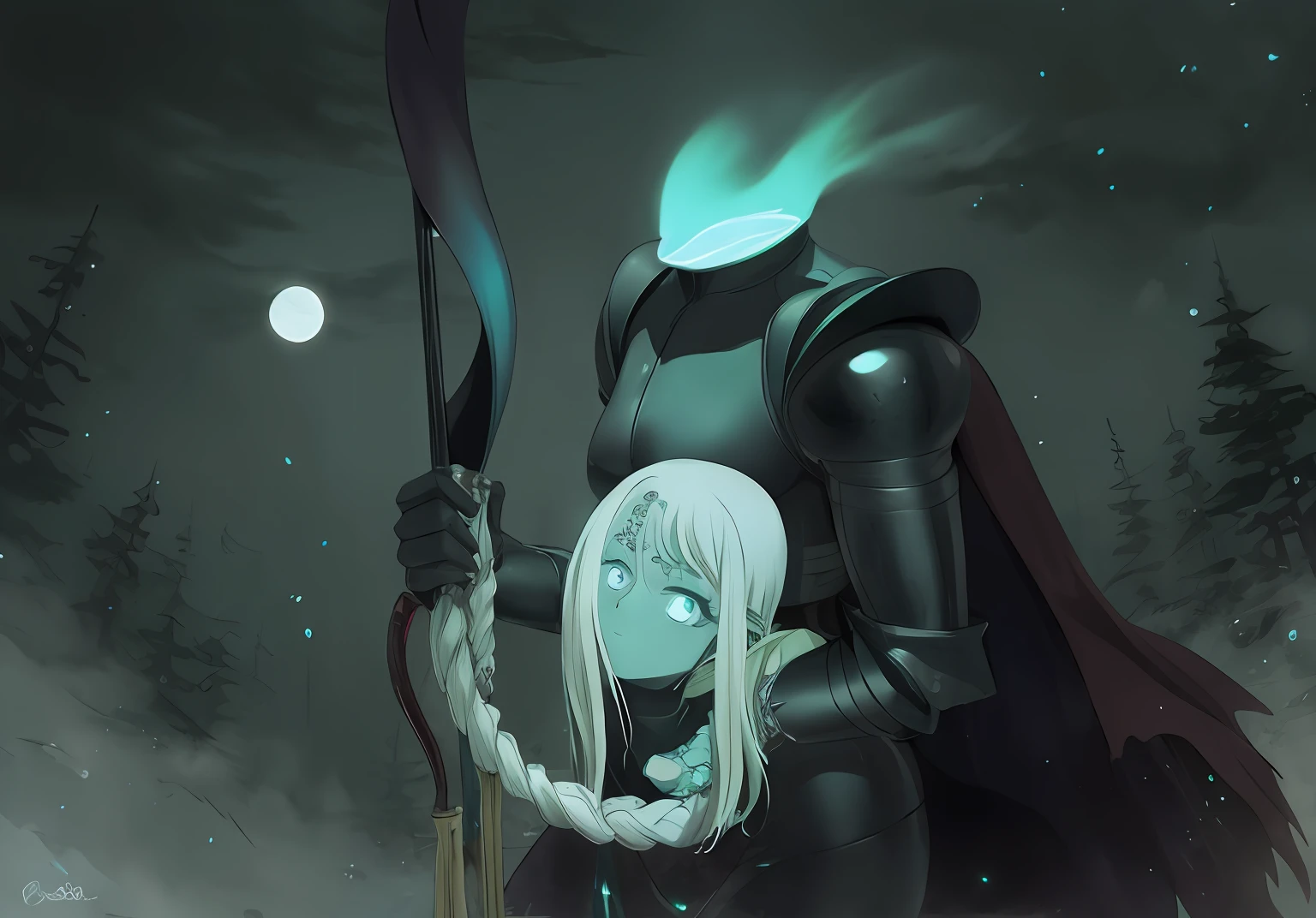 anime,artistic work,olhos vermelhos,espada longa nas costas