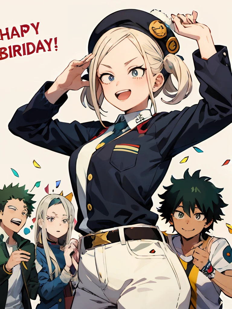 charcters, Feliz,celebration, amigos, manga, manga cover style, Estilo de salto, My Hero Academia, birthday hat, Partido tem