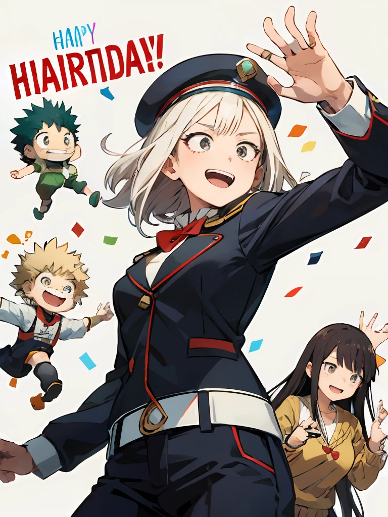 charcters, Feliz,celebration, amigos, manga, manga cover style, Estilo de salto, My Hero Academia, birthday hat, Partido tem