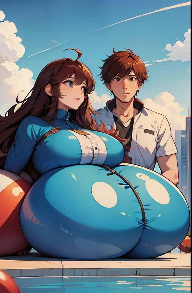 Mother becomes inflatable at the request of the son and the son asks the mother if she can turn into a giant inflatable pooltoy