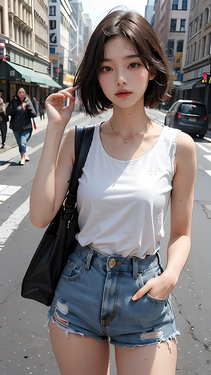 Beutiful women,In the middle of the street,Short clothes,adolable
