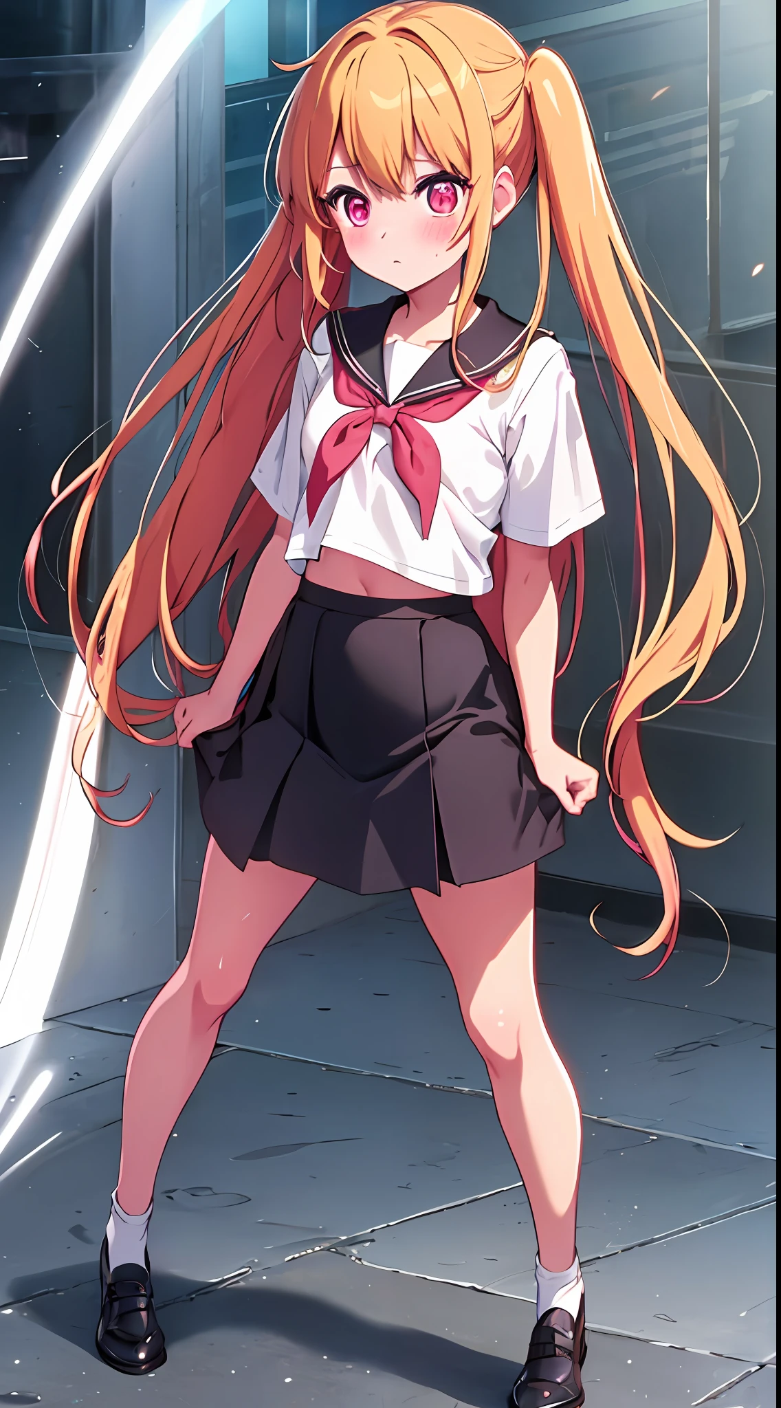 Full body, full body illustration, best illustration, schoolchild, ((highest quality)), ((masterpiece)), (details: 1.4), anatomical, award-winning concept art, beautiful, fine details, portraits, look at the viewer, ((show full body)), 1 girl, full body, solo, s old, kindergartener, child actor, golden hair, blonde, semi-long hair, red and pink eyes, big eyes, pupil of left eye is star-shaped, Characteristic left eye pupil, left eye pupil clear, left eye pupil detailed, vine peta, cute underwear, panties, skirt, pink panties, wet, shirt, wet clothes, skirt lift, blush, classroom, belly button, clothes lift, simple background, lift yourself, white shirt, uniform, , look away, short sleeves, loli, ny, elementary school, last scene of the movie, loli, chilute, young, young, young appearance, fantastic visual depiction, professional effects, beautiful girl, petite girl,