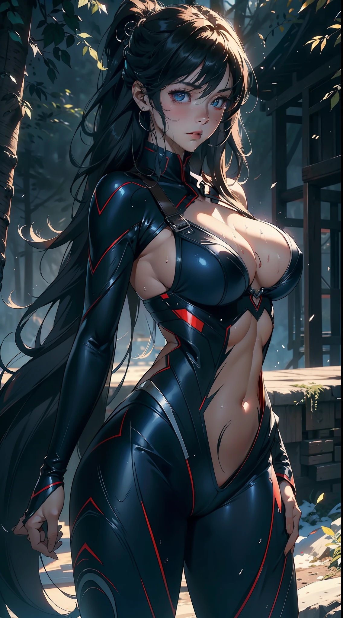 1female,18yr old,Huge breasts, 独奏, ,Wearing a blue Spider-Man uniform, Tong,Pornographic exposure,ln the forest, She has long flowing black hair, Bare genitalia,heavy snowy,Bigchest, From the front side, Wet straight hair, Sweating profusely,mostly cloudy sky,(tmasterpiece),(Very detailed CG unity 8K wallpaper),best qualtiy,cinmatic lighting,detailed back ground,beatiful detailed eyes,Bright pupils,(Very fine and beautiful),(Beautiful and detailed eye description),ultra - detailed,facing at camera,A high resolution,ultra - detailed),Very long hair,,Emotive expressions,Chest sagging,nakeness,Tiny bikini, Expose the genitals,revealing breasts,Camel toes,with no underpants,extremely large bosom,Extremely colorful,Most detailed,fully body photo,The face is well lit