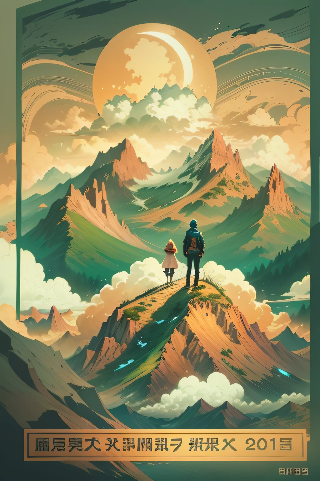 Create a banner for your YouTube channel on the theme of motivation and personal development。The design is with a person standing on the top of a mountain.、Features a glowing key held by the person。Mountaintops lead to success and achievement、The person is an individual々Travel and challenge、The key symbolizes answer and release。Overall warm、Create a positive and motivating vibe。