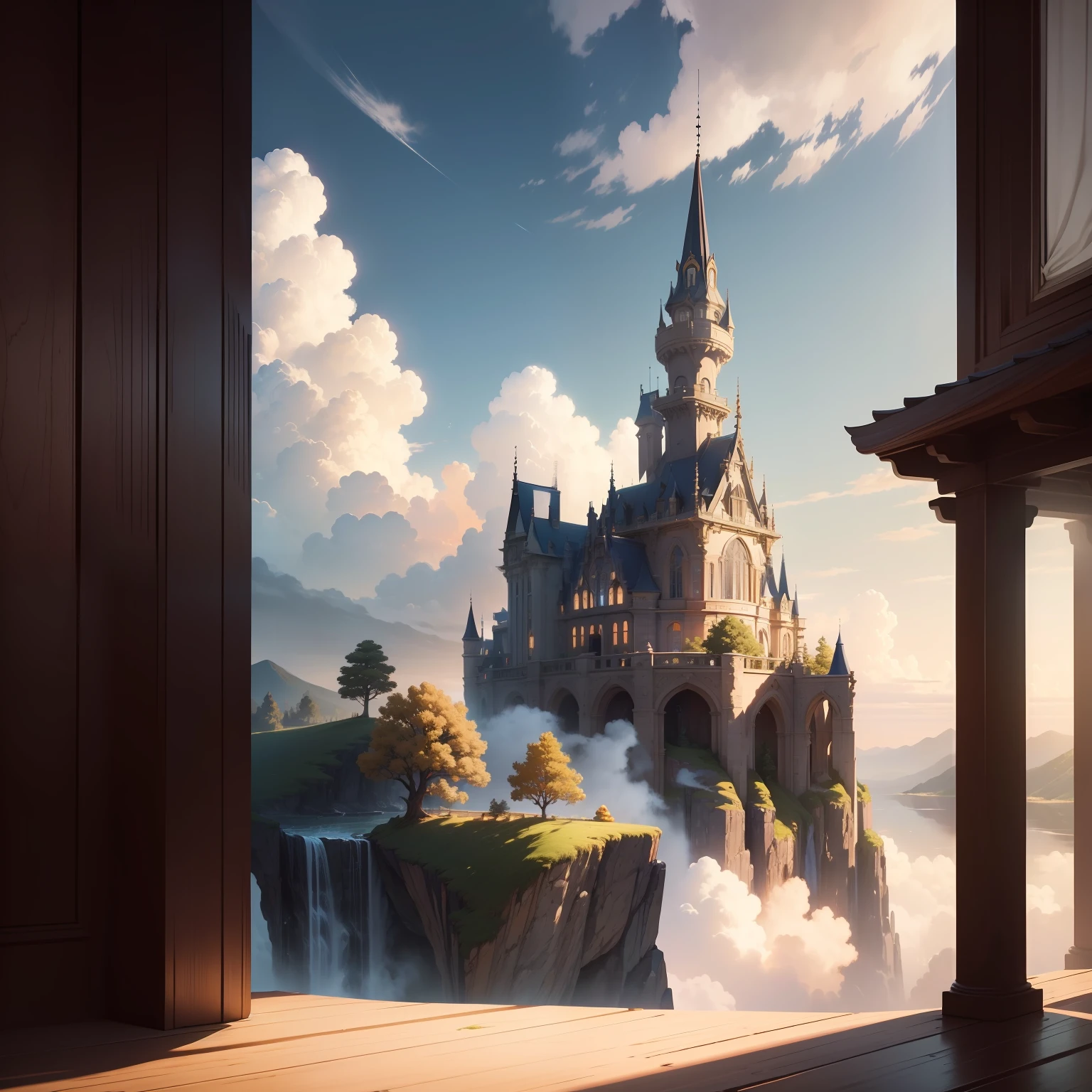 ​masterpiece, top-quality, (extremely detailed CG unified 8k wallpaper) (top-quality), (The best illustrations), (best shade)、Super Meticulous, blue-sky、Variety of clouds、Wonderfully beautiful、Somewhere nostalgic、Including a little twilight