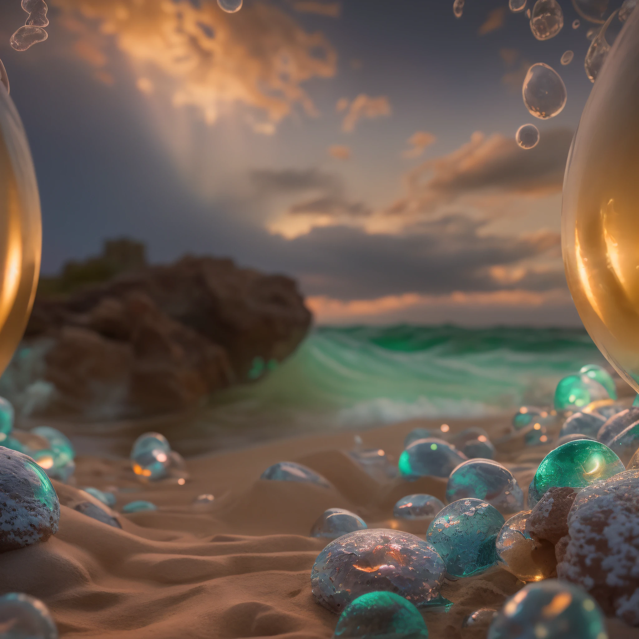 orb with fantasy inside, steam, sunset, flowers, masterpiece, best quality, ultra high res, RAW, Mirleft, splashing rainbows, waves crashing, sand, foam, opalescent, (Photoluminescence water), bioluminescence, clear, Cinematic RAW photo, hyper real photo, ultrarealistic, 8k uhd, dslr, soft lighting, high quality, film grain, Fujifilm XT3, photographed on a Kodak Retina II Sanyo Xacti VPC-CA6, 50mm lens, Wide Angle, HDR, hyper-realistic, colorgraded, volumetric lighting, [volumetric fog, moist], shallow depth of field, reflections, photo, (sparkling), glistening, (iridescent), glimmering, clear, shimmering, mystical, enchanting, glittering, Morocco, exotic, (masterpiece) (best quality) (detailed) (8k) (HDR) (wallpaper) (cinematic lighting) (sharp focus) (intricate), romantic, celestial