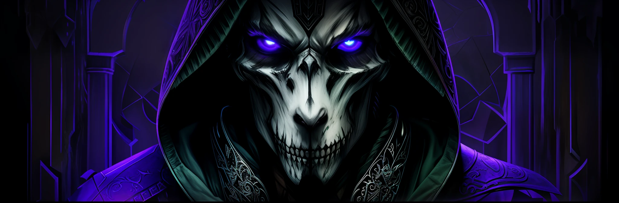 warrior lich, Necromancy,  4@C65,  knight, wisdom, horror, fantasy, die, under mortal,  immortal, scare, scull, dark magic, zombie, skeletal, frozen, frozen sword in blood hands, masterpiece, epic, realistic, intricate detailed, powerful, sacrifice, full iron armor, open mouth, abstract darkness in background, rpg, octane render,