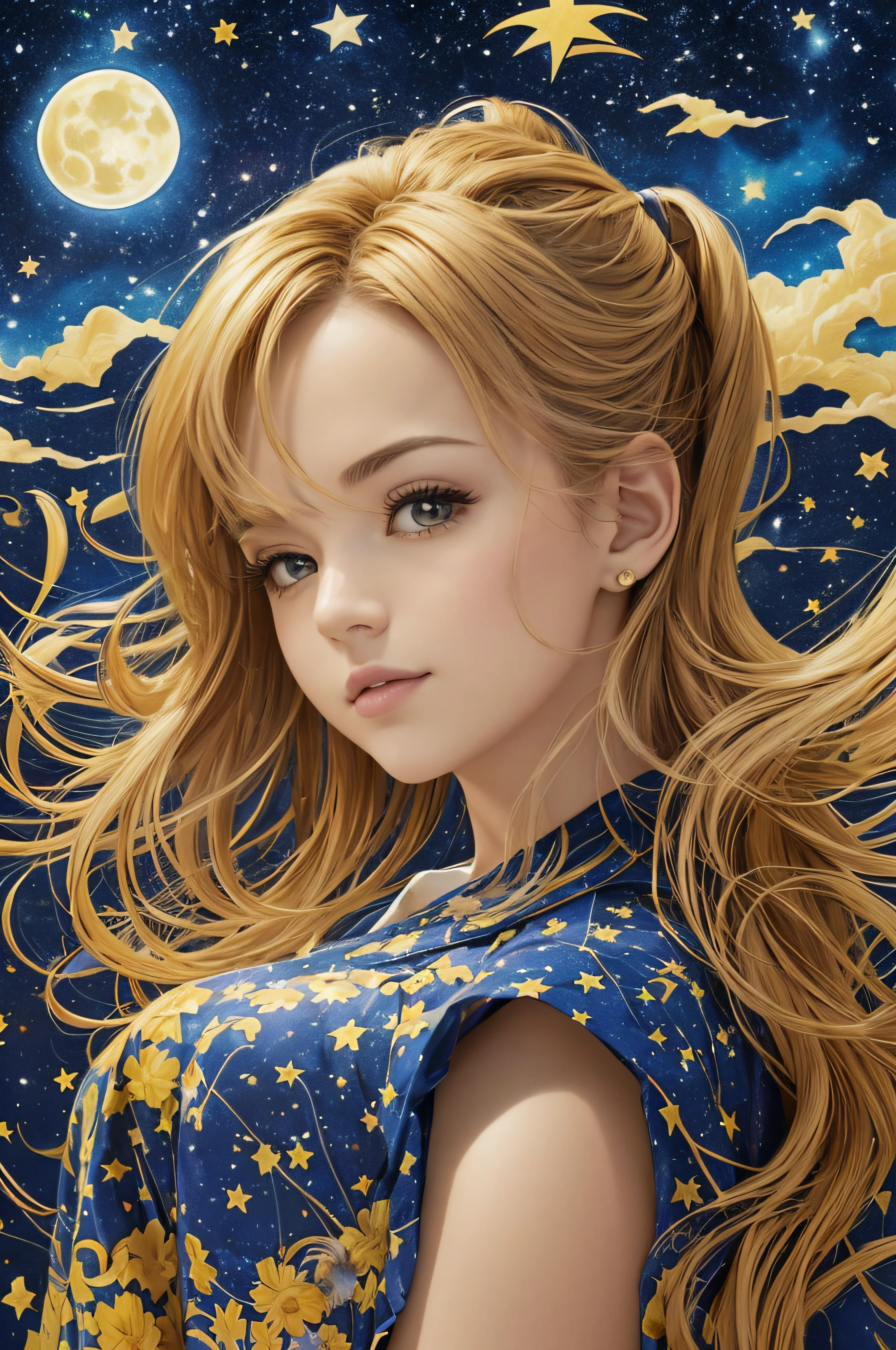 (master part, melhor qualidade, ultra-detalhado CG unidade 8k papel de parede):0.8, Seamless patterns, Sun and Moon in the sky, Starry night sky
