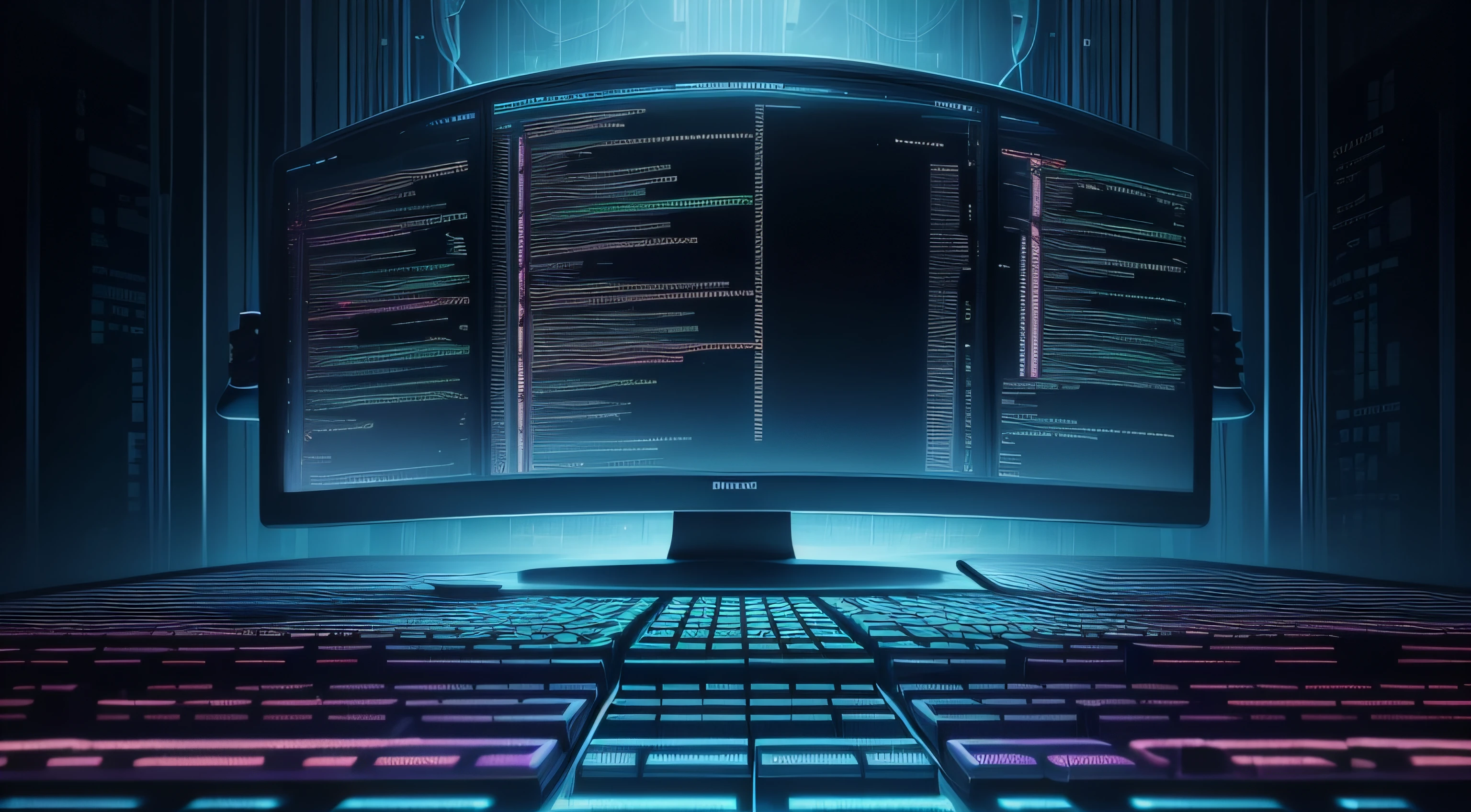 "Abstract technical background of programming code software development."