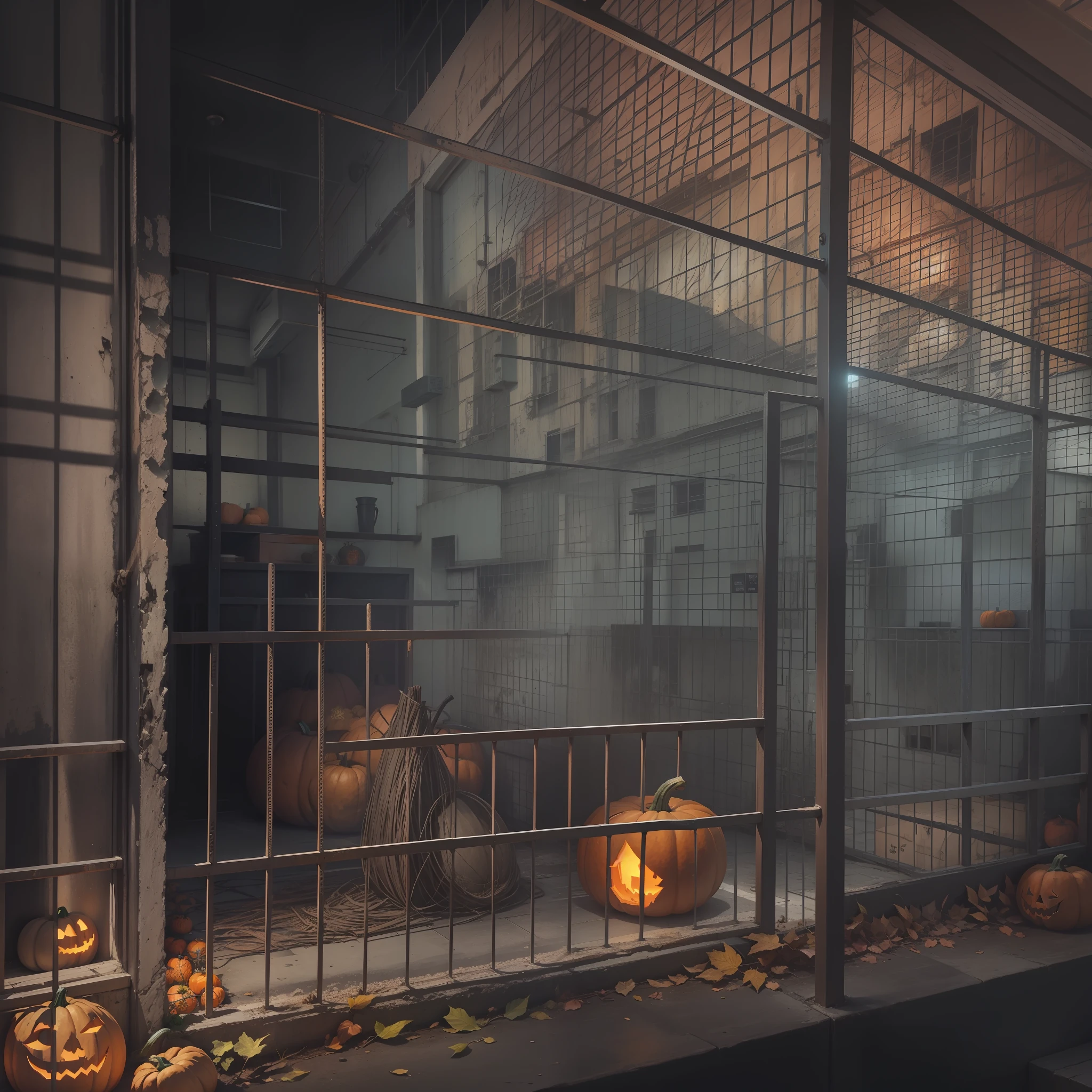 Behind bars，Dark Department，pumpkins，prison