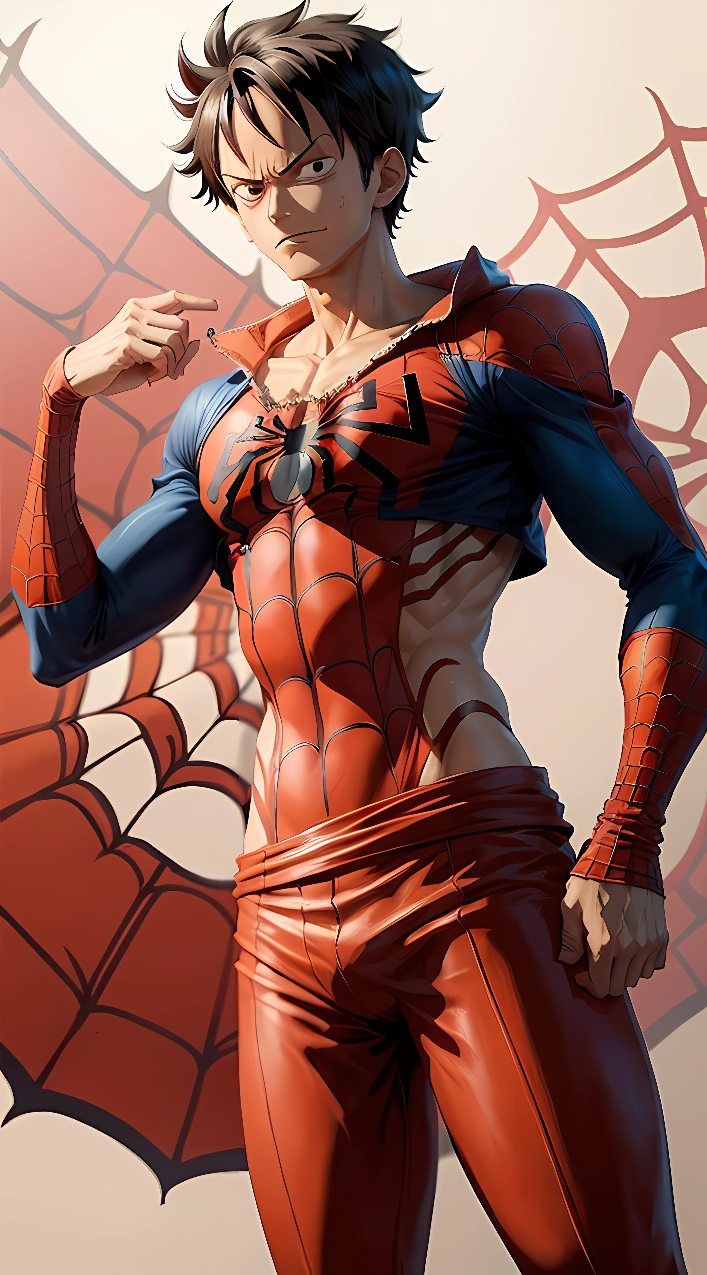 anime wallpaper one piece wallpaper one piece wallpaper, luffy as spiderman, monkey d luffy as spiderman, monkey d. luffy as spiderman, luffy as spiderman (one piece, luffy from one piece, portrait of luffy from one piece, from one piece, one piece artstyle, inspired by Eiichiro Oda, one piece, wallpaper!, eiichiro oda style, fan art, one piece style, luffy gear 5 as spiderman, luffy as spiderman, hq artwork