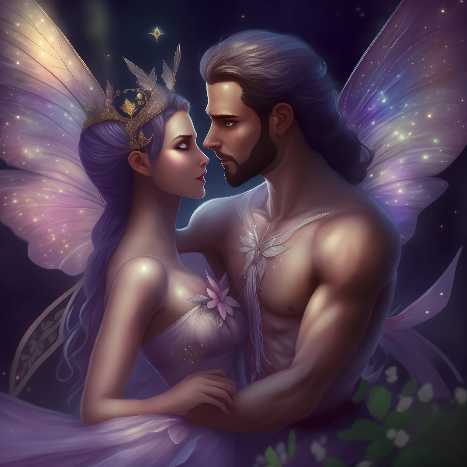 arafed image of a man and a woman dressed as fairy and fairy characters, fantasy fairytale story, beautiful fantasy art, romance fantasy movie, digital art fantasy art, very beautiful fantasy art, digital fantasy art ), detailed fantasy digital art, fantasy digital art, fantasy art behance, realistic fantasy illustration, romantic storybook fantasy, digital art fantasy, amazing fantasy art