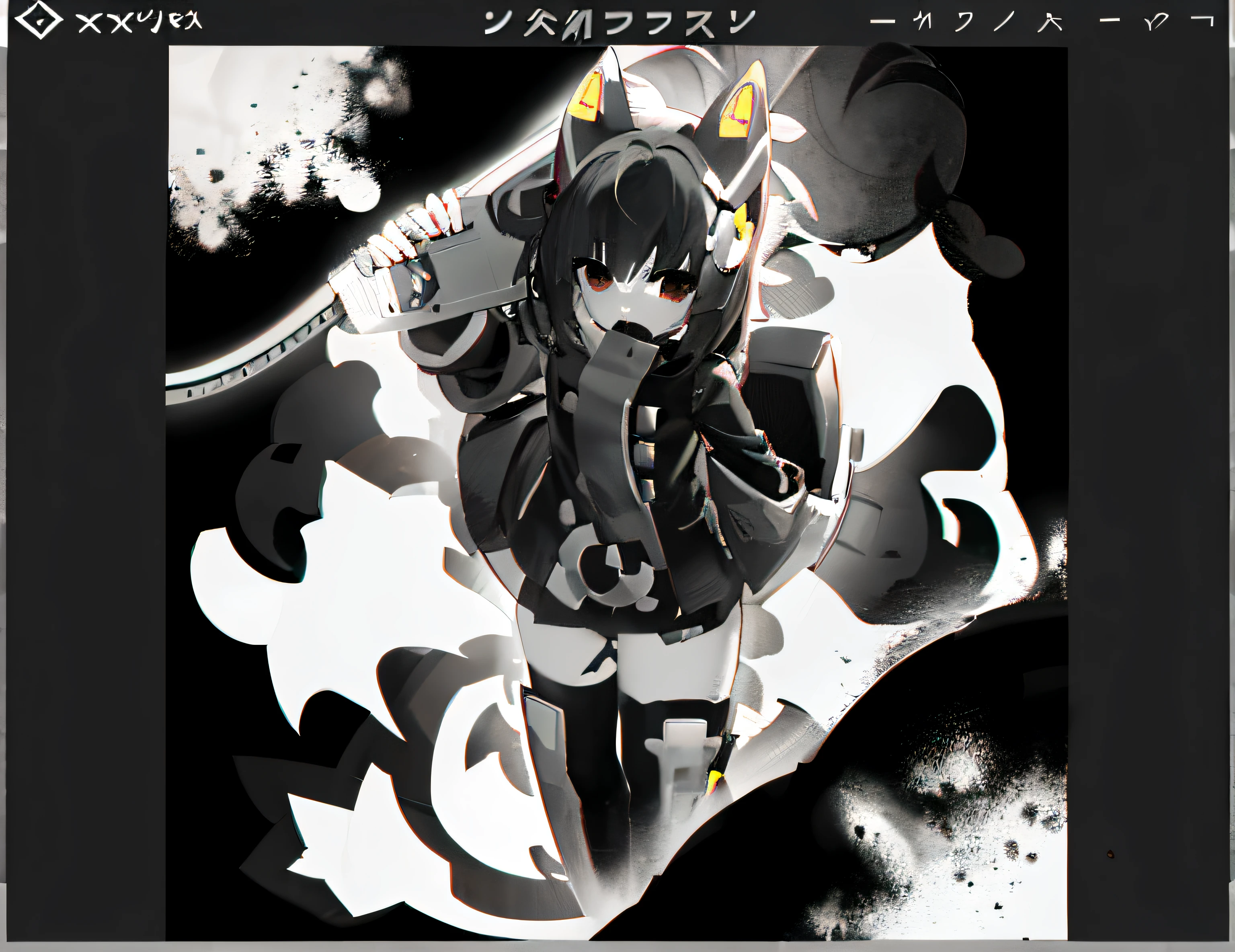 Shading!!!, desaturated!!,  flat anime style shading, in style of cytus and deemo, no shade, [ Digital art ]!!, detailed with shadows, anime shading, anime shading), Dark shades, mostly greyscale，Q versioning